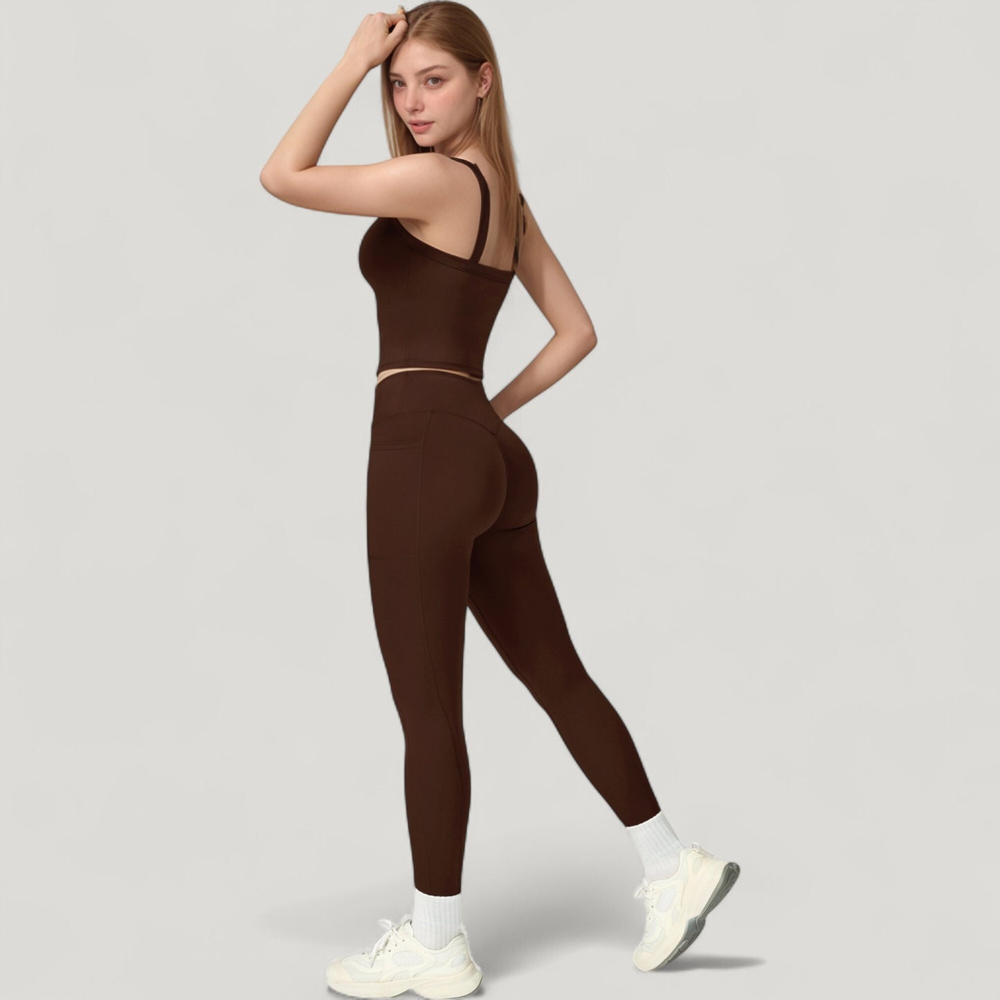 High Waist Crossover Lounge Leggings with Full Length Slim Fit and Flattering Waistband