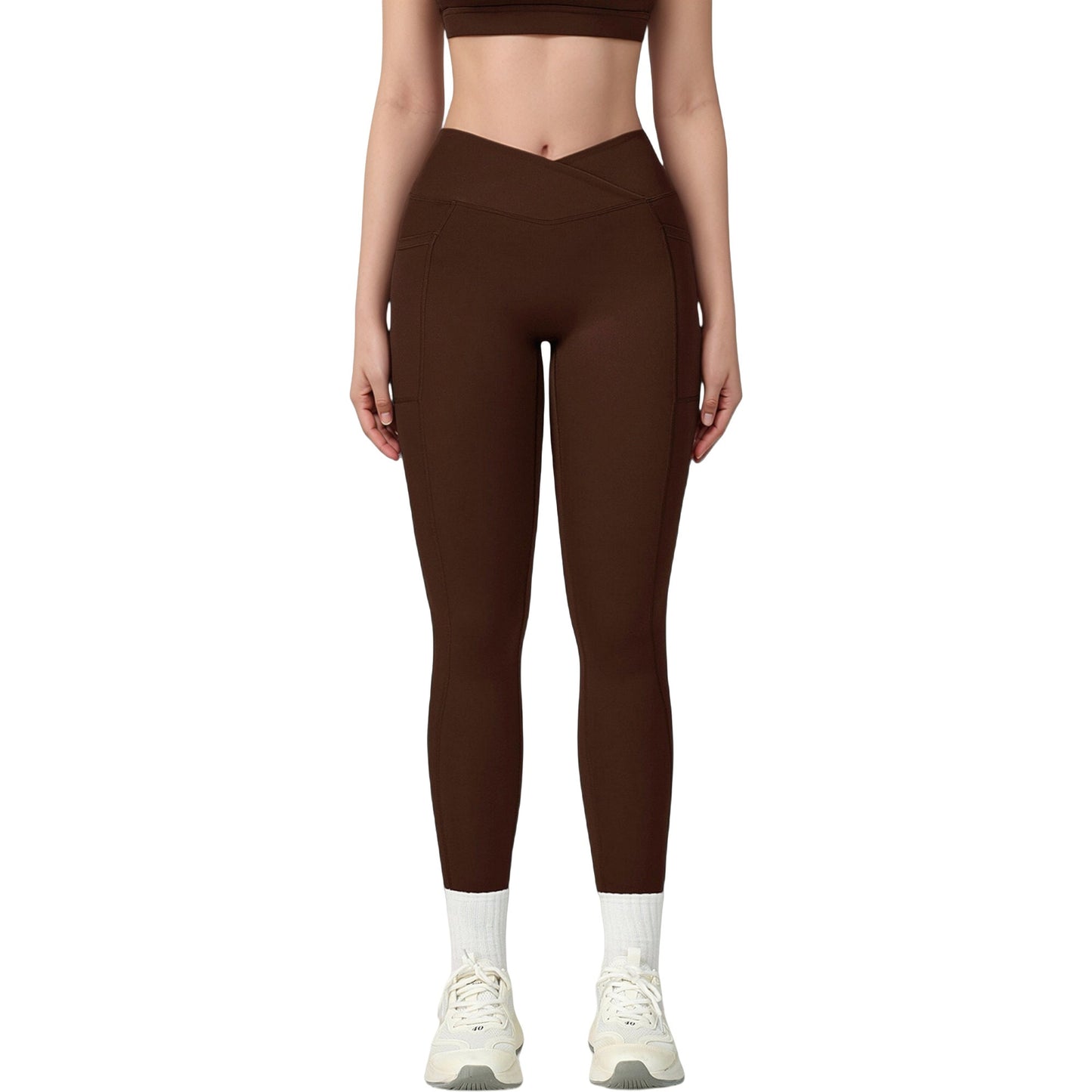 High Waist Crossover Lounge Leggings with Full Length Slim Fit and Flattering Waistband