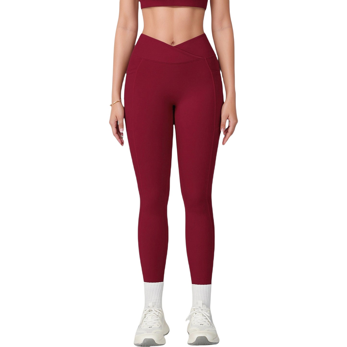 High Waist Crossover Lounge Leggings with Full Length Slim Fit and Flattering Waistband