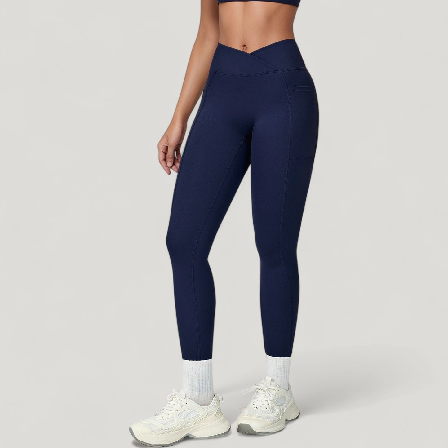 High Waist Crossover Lounge Leggings with Full Length Slim Fit and Flattering Waistband