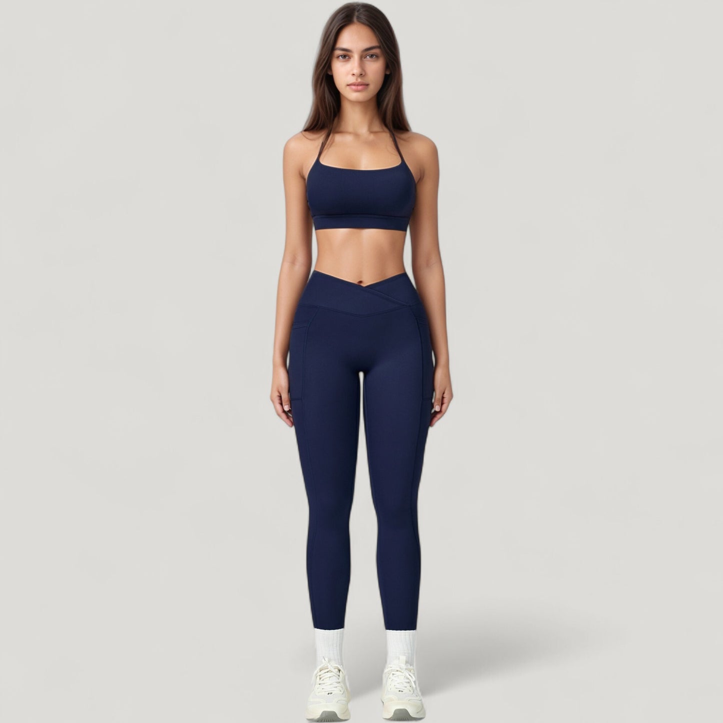 High Waist Crossover Lounge Leggings with Full Length Slim Fit and Flattering Waistband