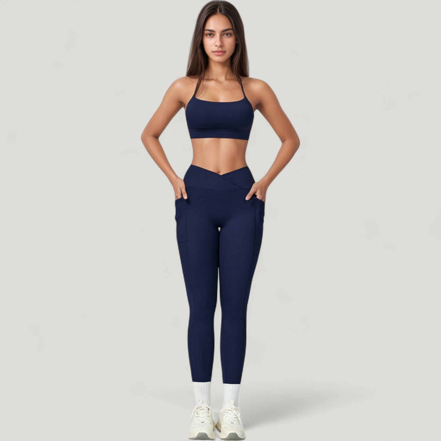 High Waist Crossover Lounge Leggings with Full Length Slim Fit and Flattering Waistband
