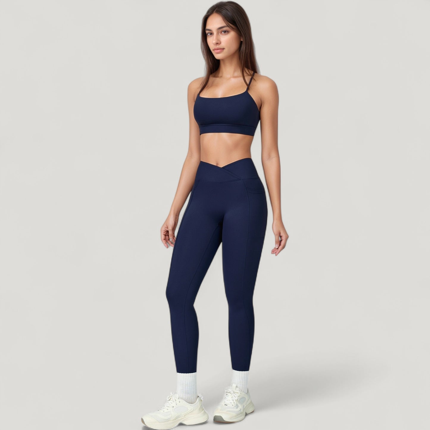 High Waist Crossover Lounge Leggings with Full Length Slim Fit and Flattering Waistband