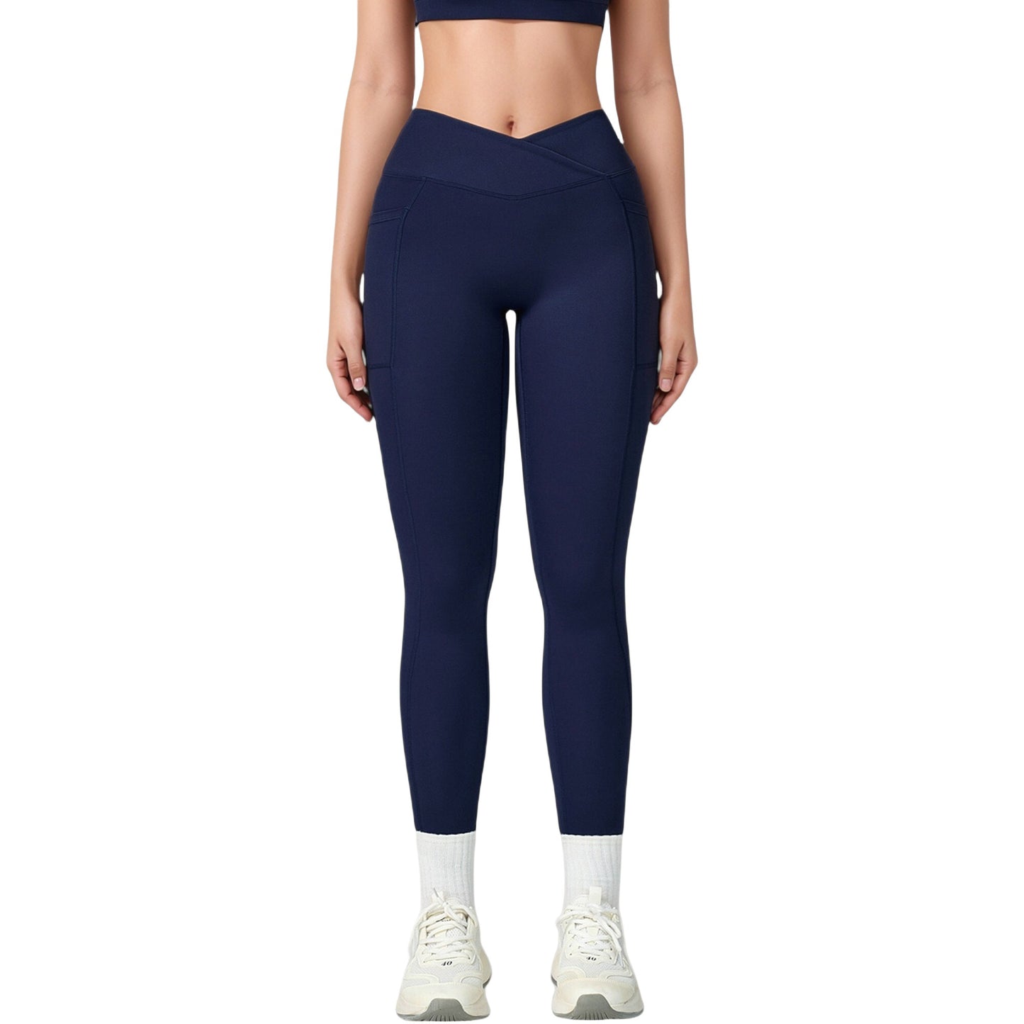 High Waist Crossover Lounge Leggings with Full Length Slim Fit and Flattering Waistband