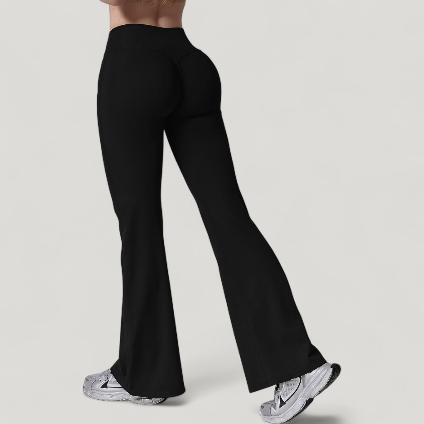High Waist Flare Lounge Pants with Smooth Woven Fabric and Fitted Contoured Silhouette