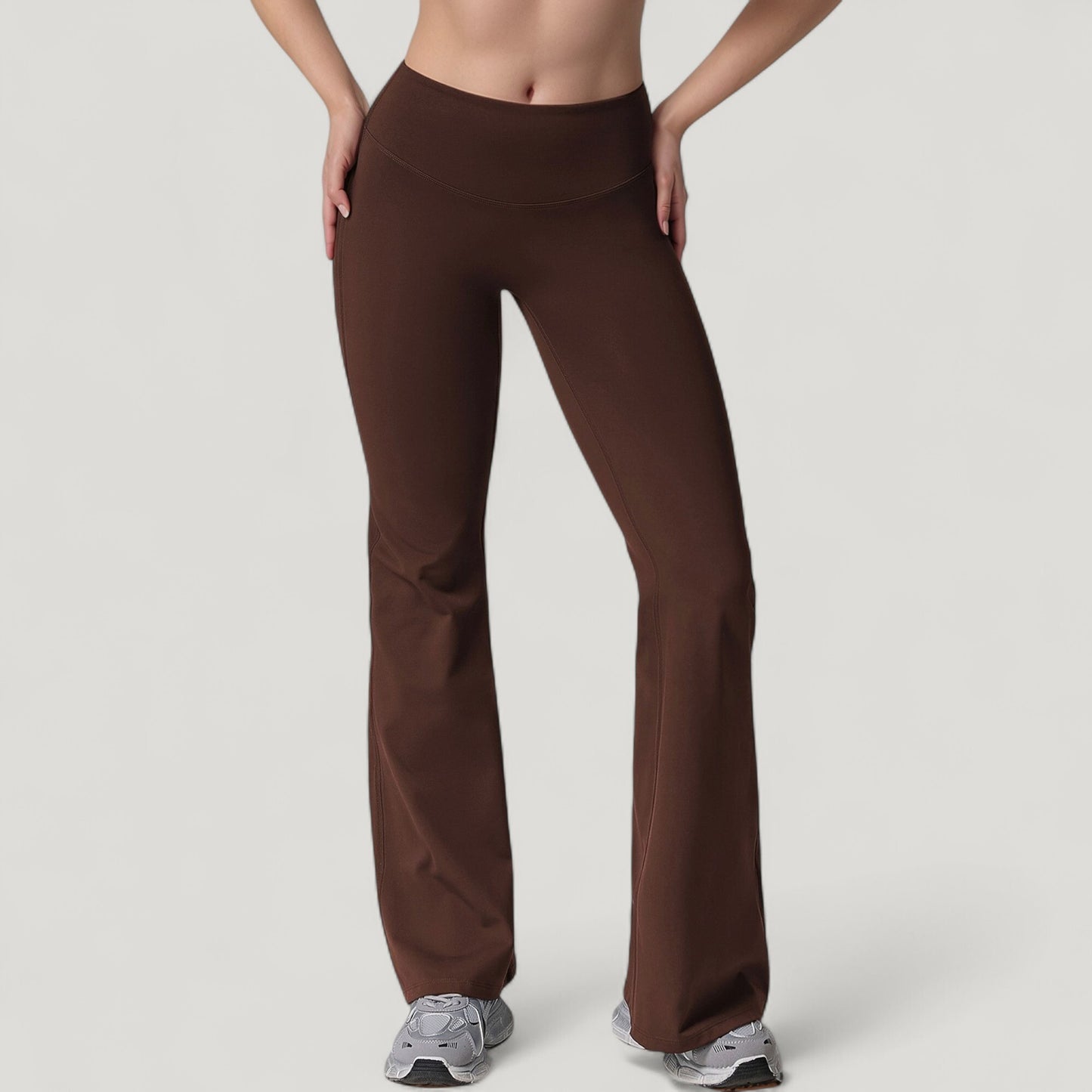 High Waist Flare Lounge Pants with Smooth Woven Fabric and Fitted Contoured Silhouette