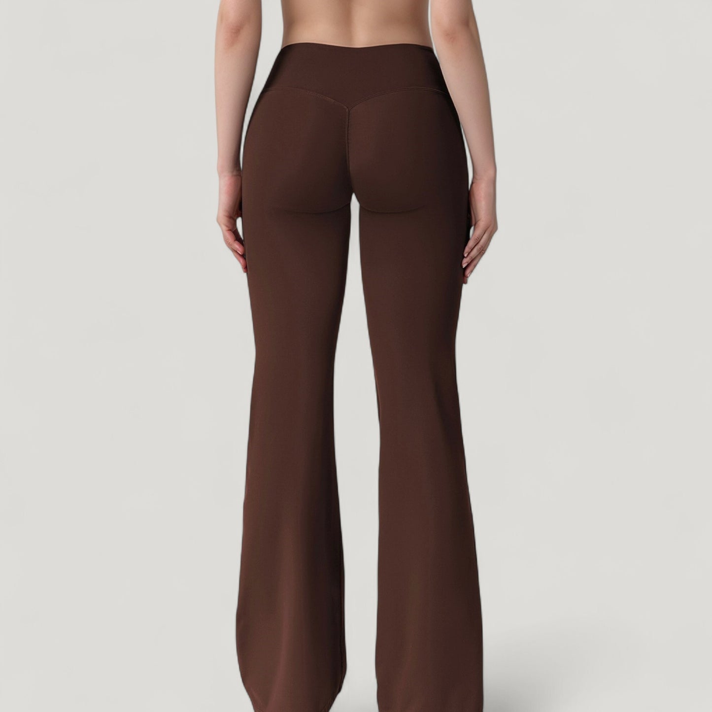 High Waist Flare Lounge Pants with Smooth Woven Fabric and Fitted Contoured Silhouette