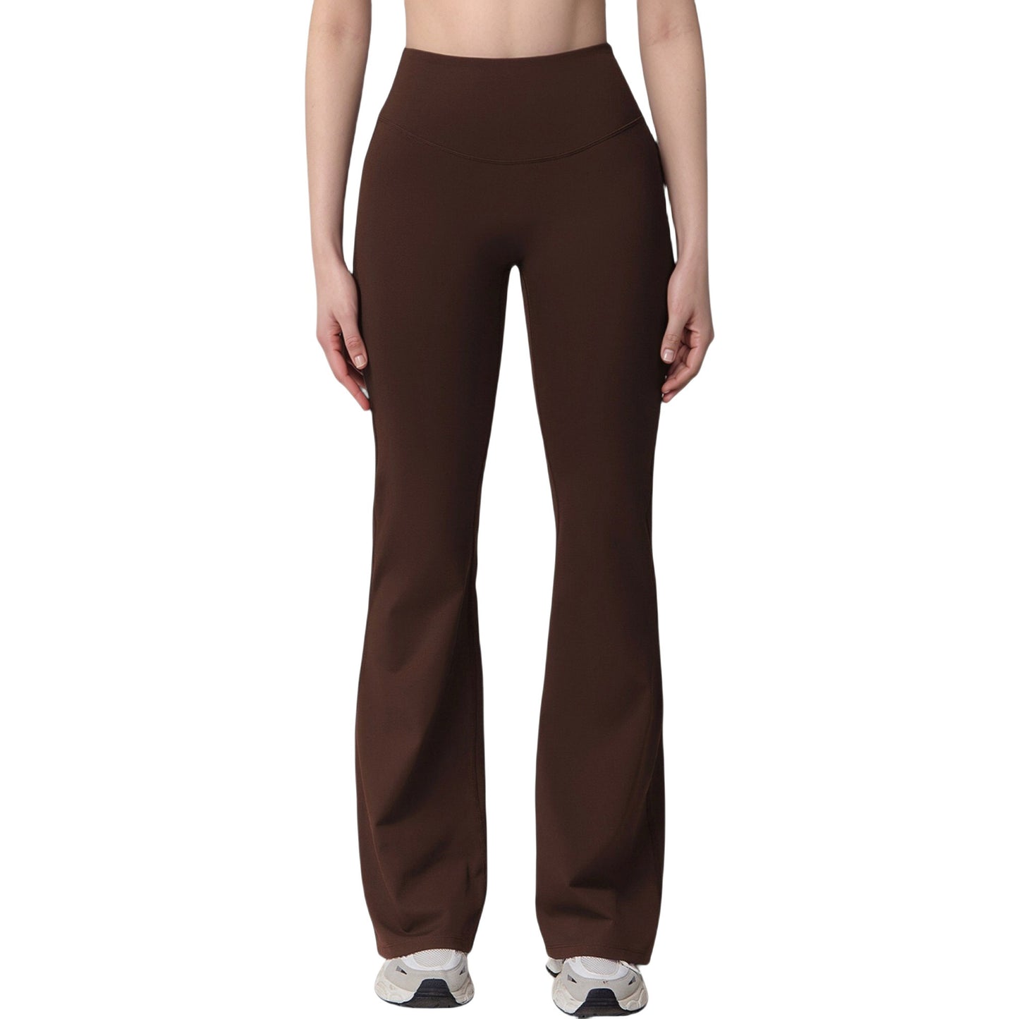 High Waist Flare Lounge Pants with Smooth Woven Fabric and Fitted Contoured Silhouette