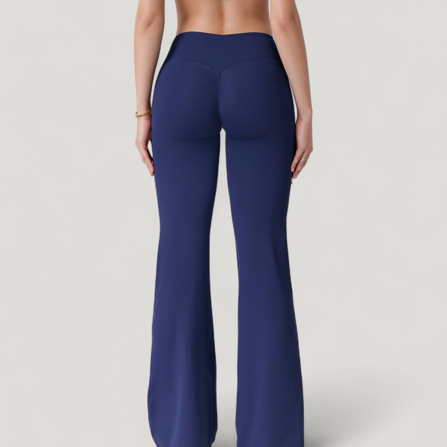 High Waist Flare Lounge Pants with Smooth Woven Fabric and Fitted Contoured Silhouette