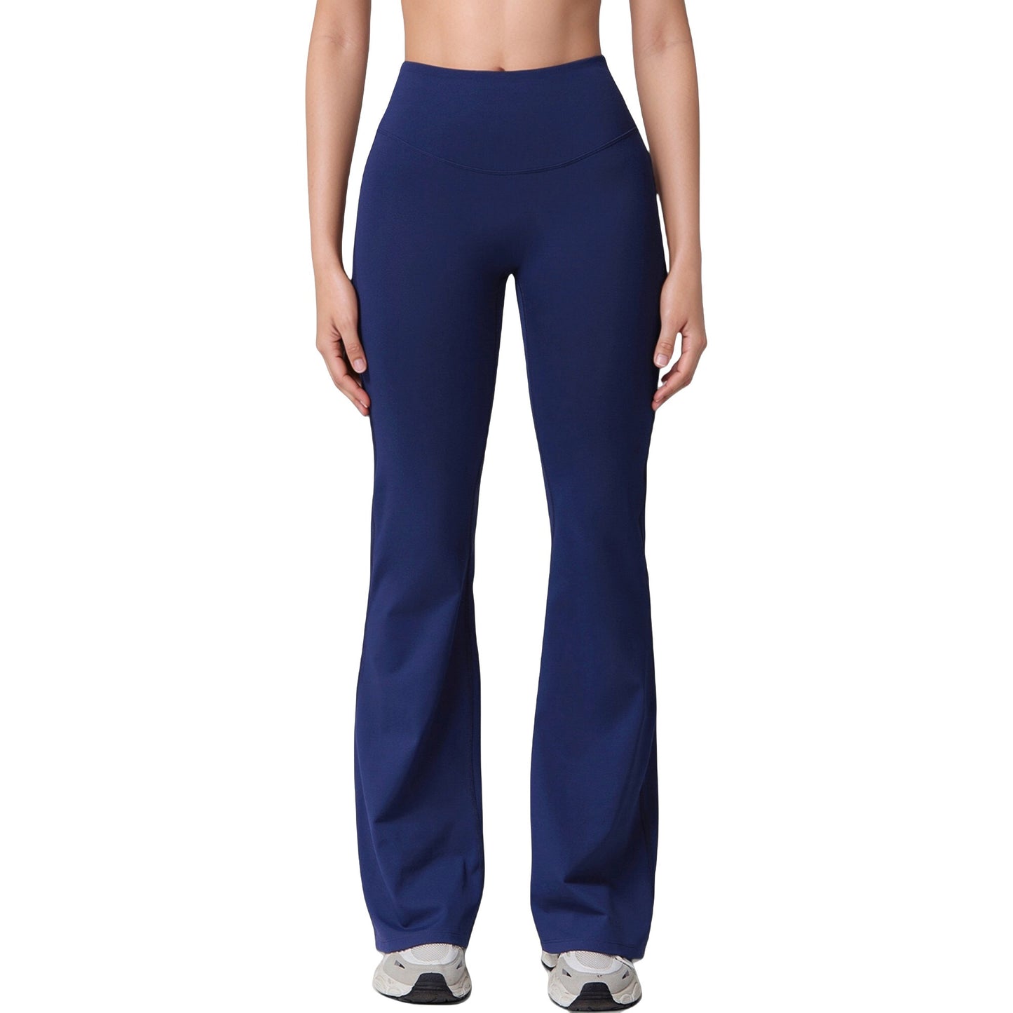 High Waist Flare Lounge Pants with Smooth Woven Fabric and Fitted Contoured Silhouette