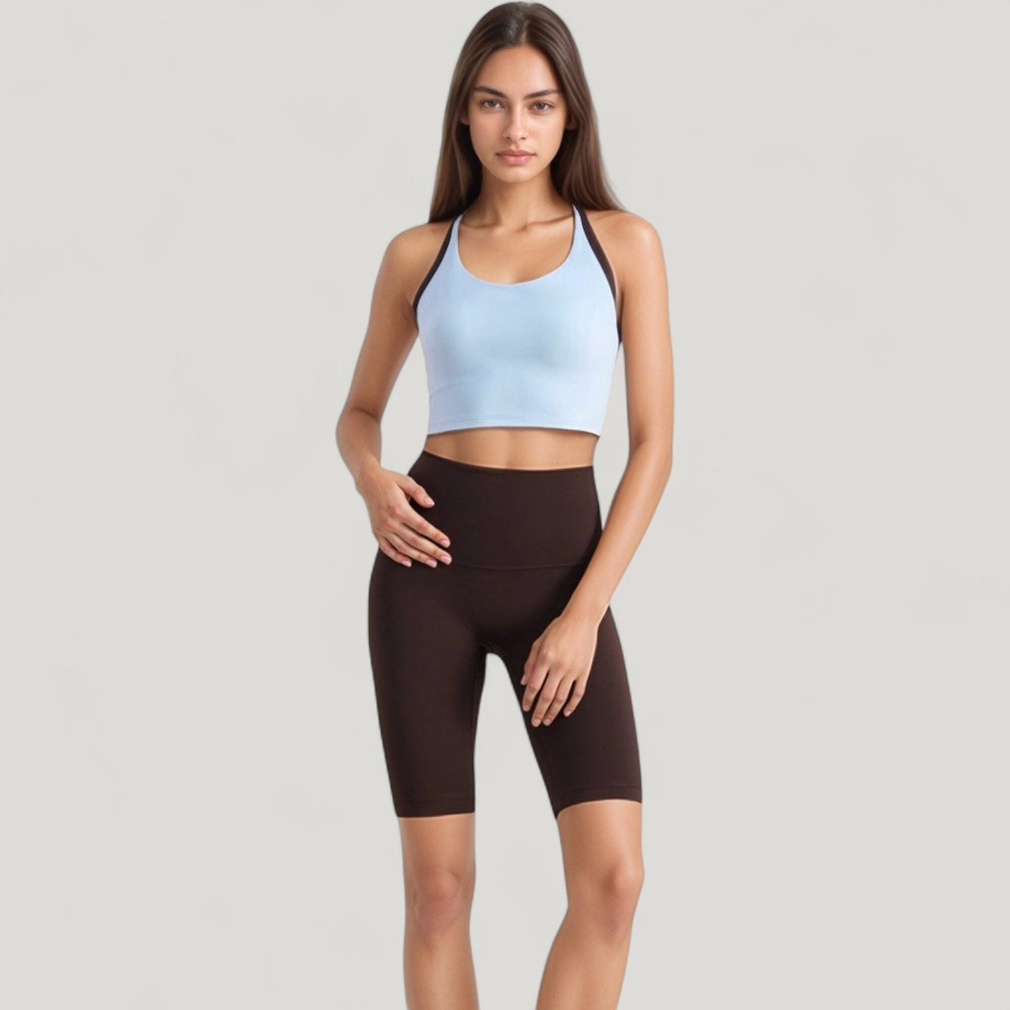 Scoop Neck Racerback Sports Bra with Contrast Trim