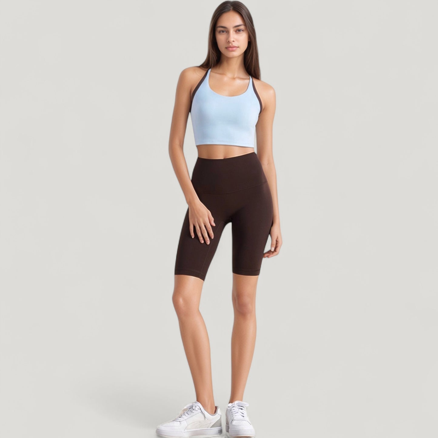 Scoop Neck Racerback Sports Bra with Contrast Trim
