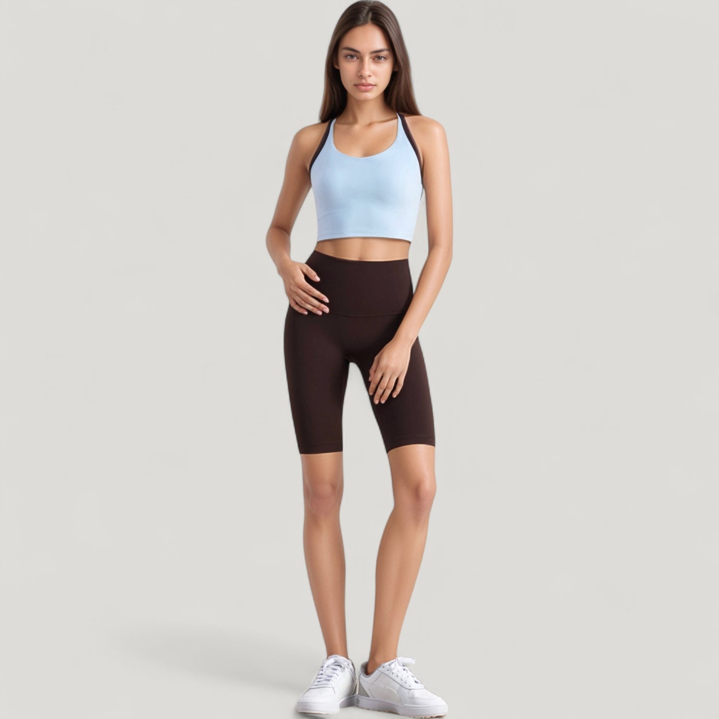 Scoop Neck Racerback Sports Bra with Contrast Trim