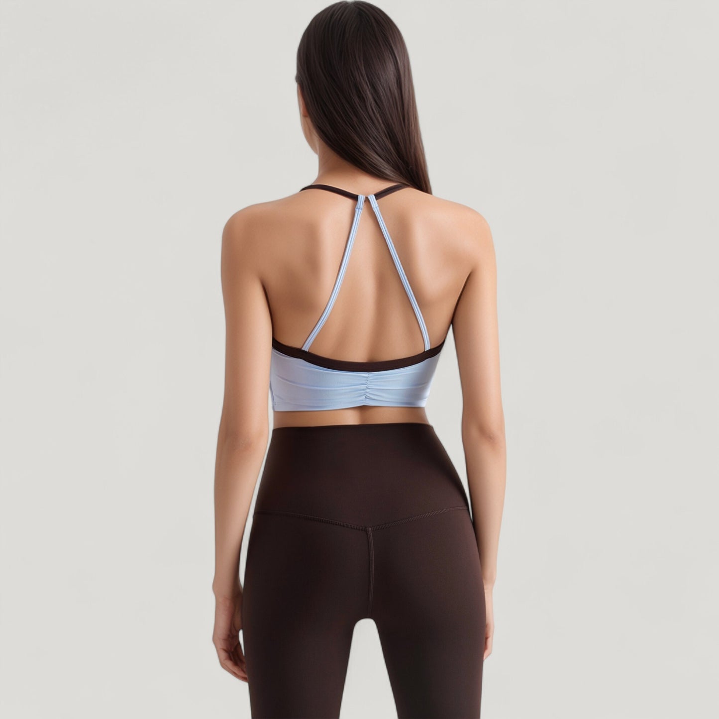 Scoop Neck Racerback Sports Bra with Contrast Trim