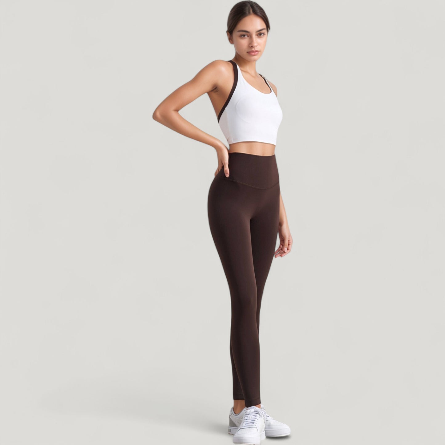 Scoop Neck Racerback Sports Bra with Contrast Trim