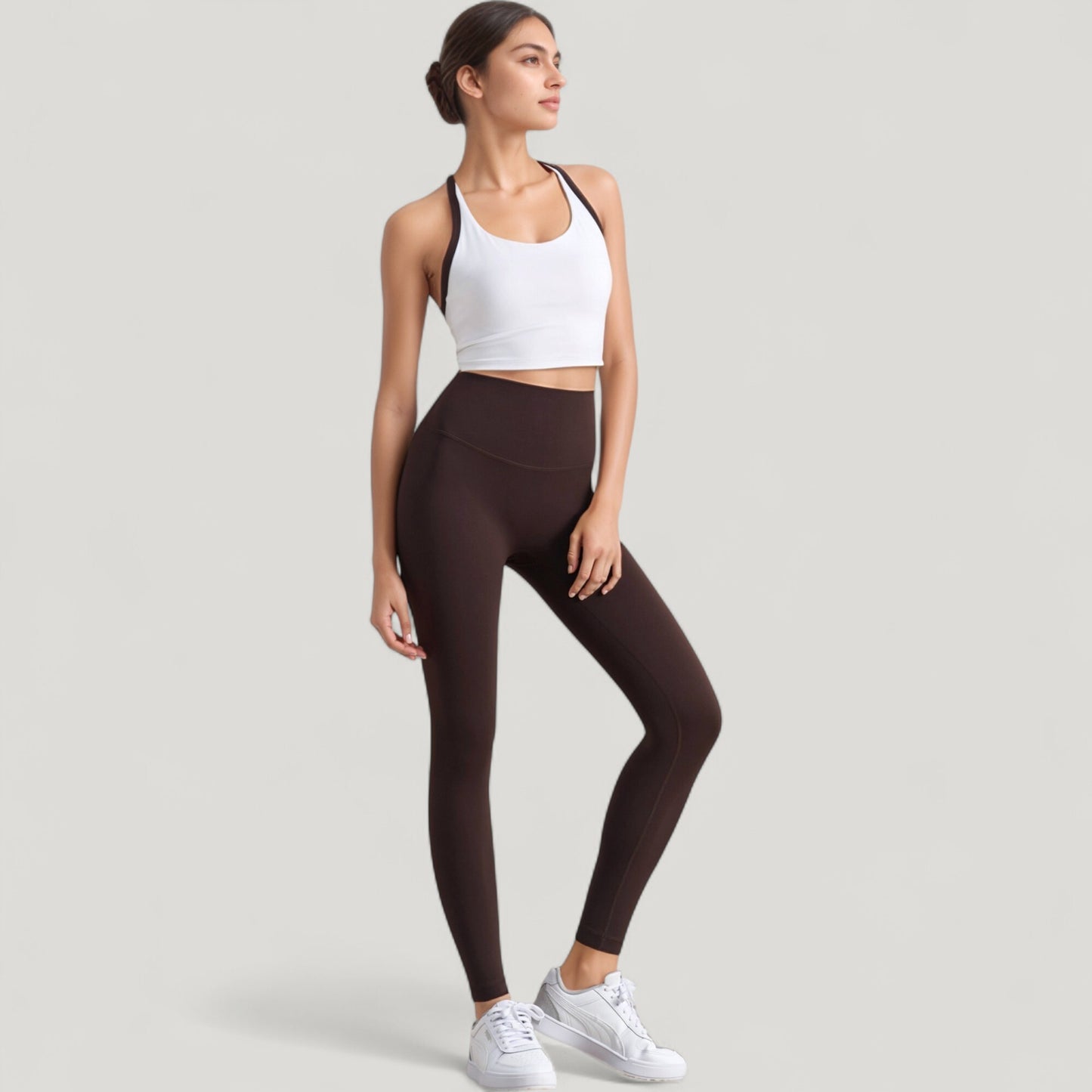 Scoop Neck Racerback Sports Bra with Contrast Trim