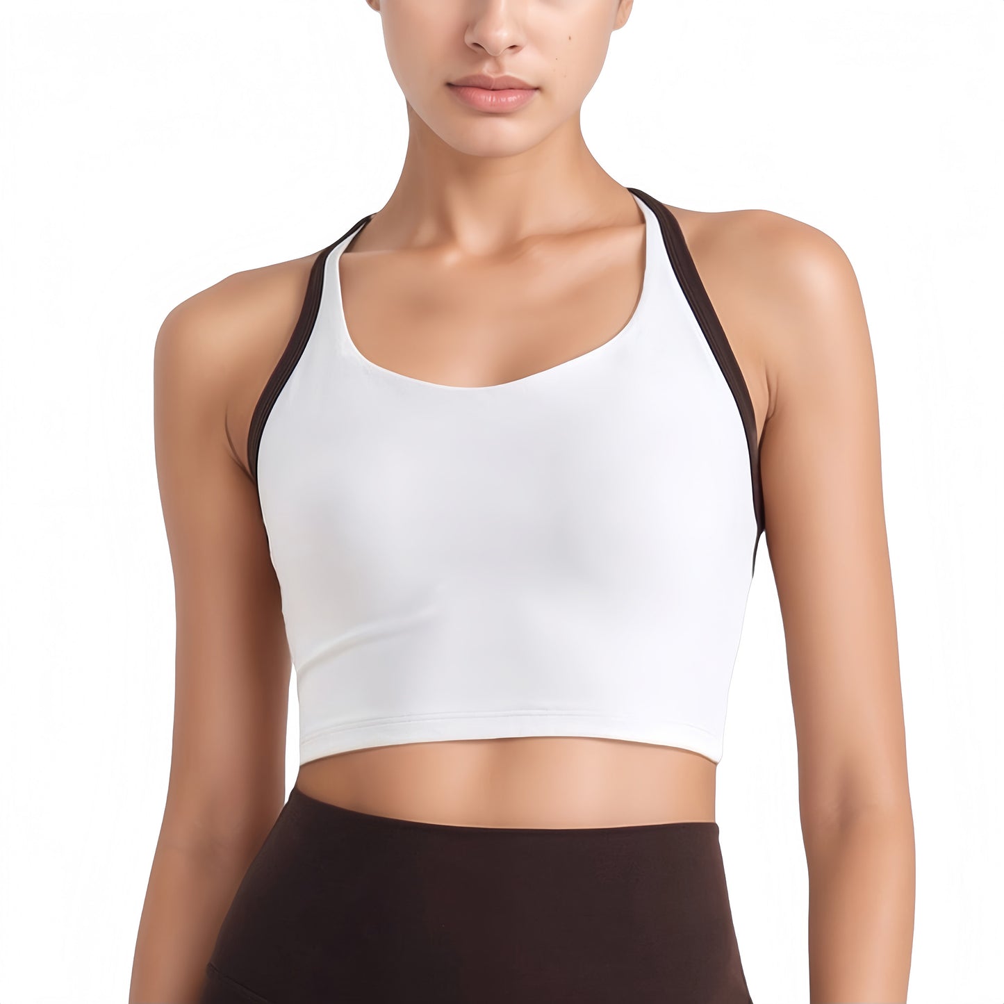 Scoop Neck Racerback Sports Bra with Contrast Trim