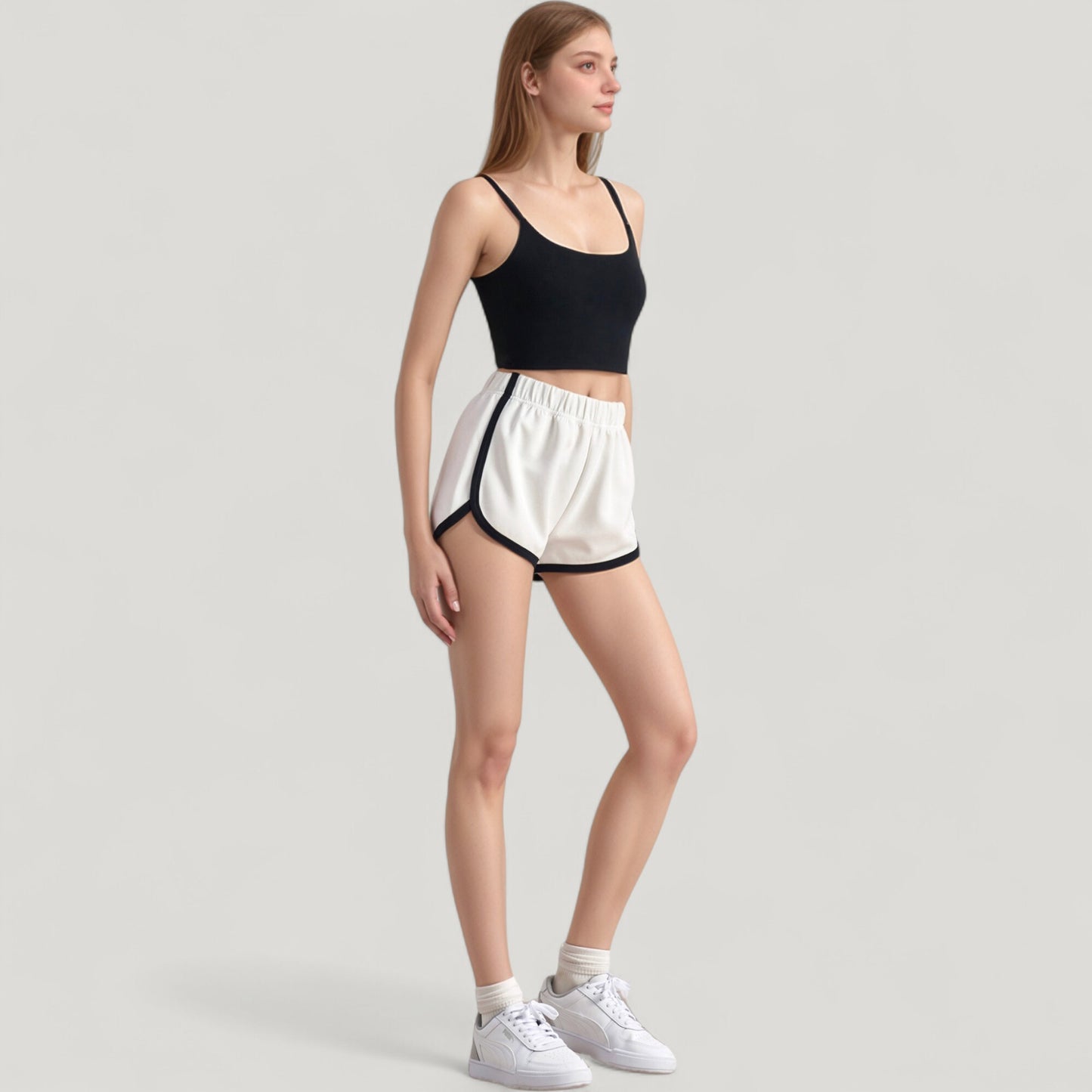 Scoop Neck Spaghetti Strap Sports Bra with Smooth Finish