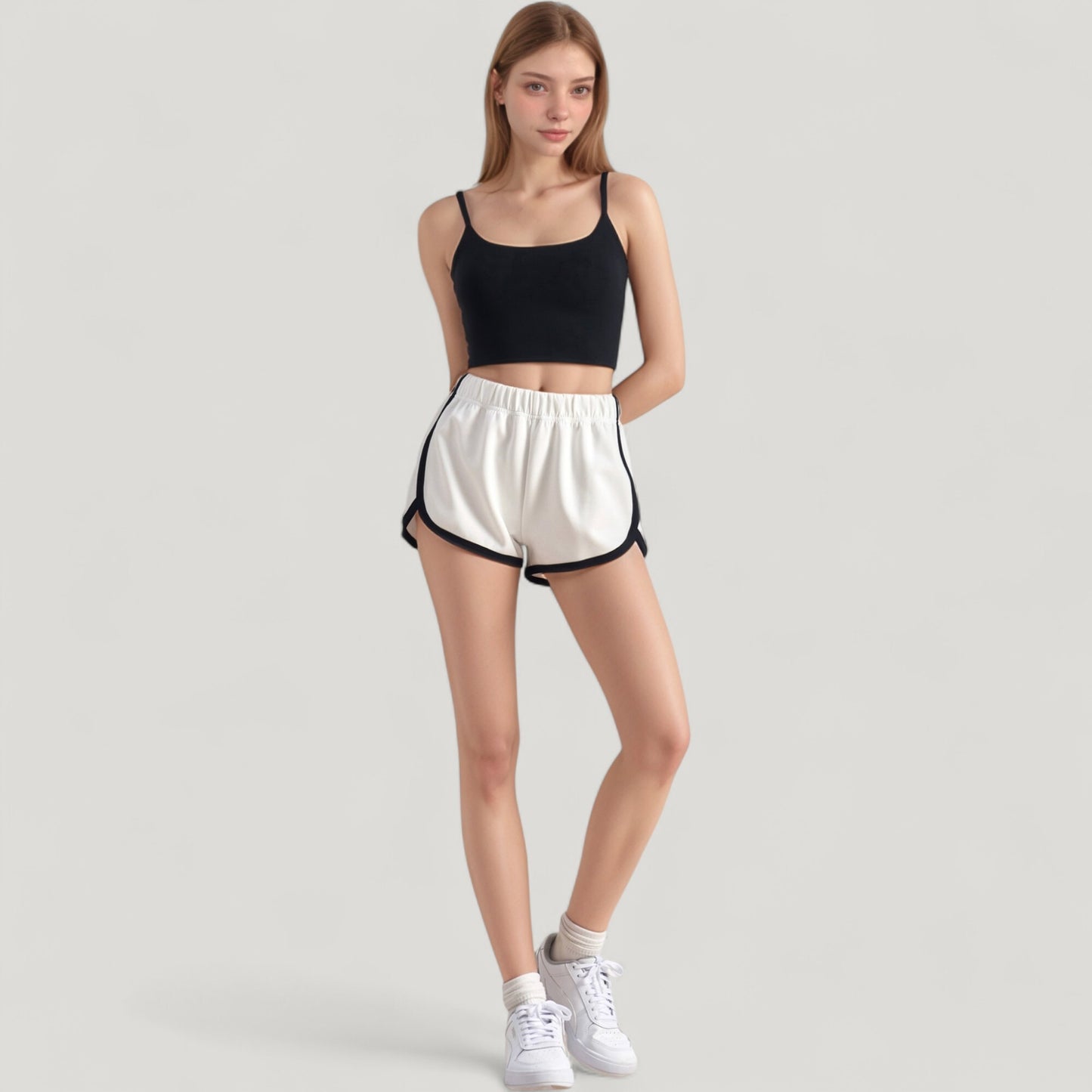 Scoop Neck Spaghetti Strap Sports Bra with Smooth Finish