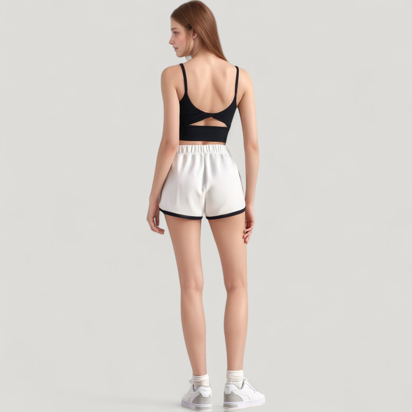 Scoop Neck Spaghetti Strap Sports Bra with Smooth Finish