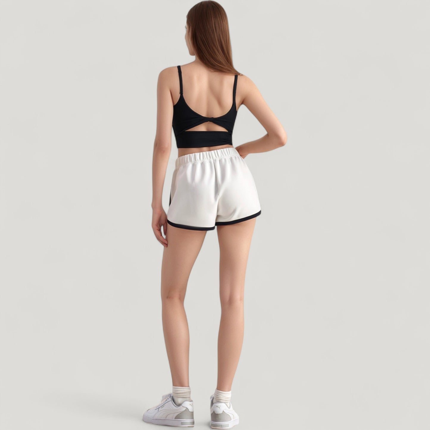 Scoop Neck Spaghetti Strap Sports Bra with Smooth Finish