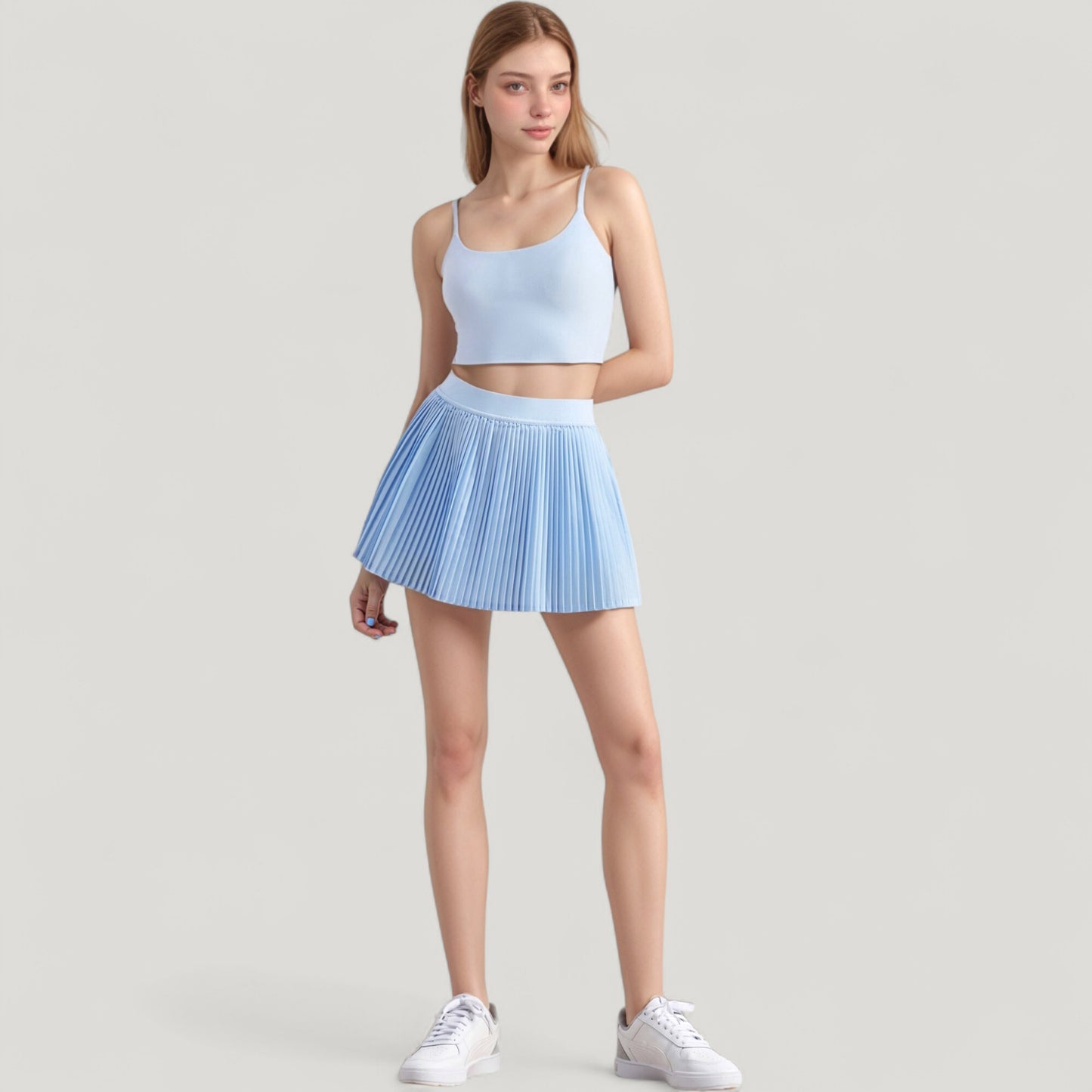 Scoop Neck Spaghetti Strap Sports Bra with Smooth Finish