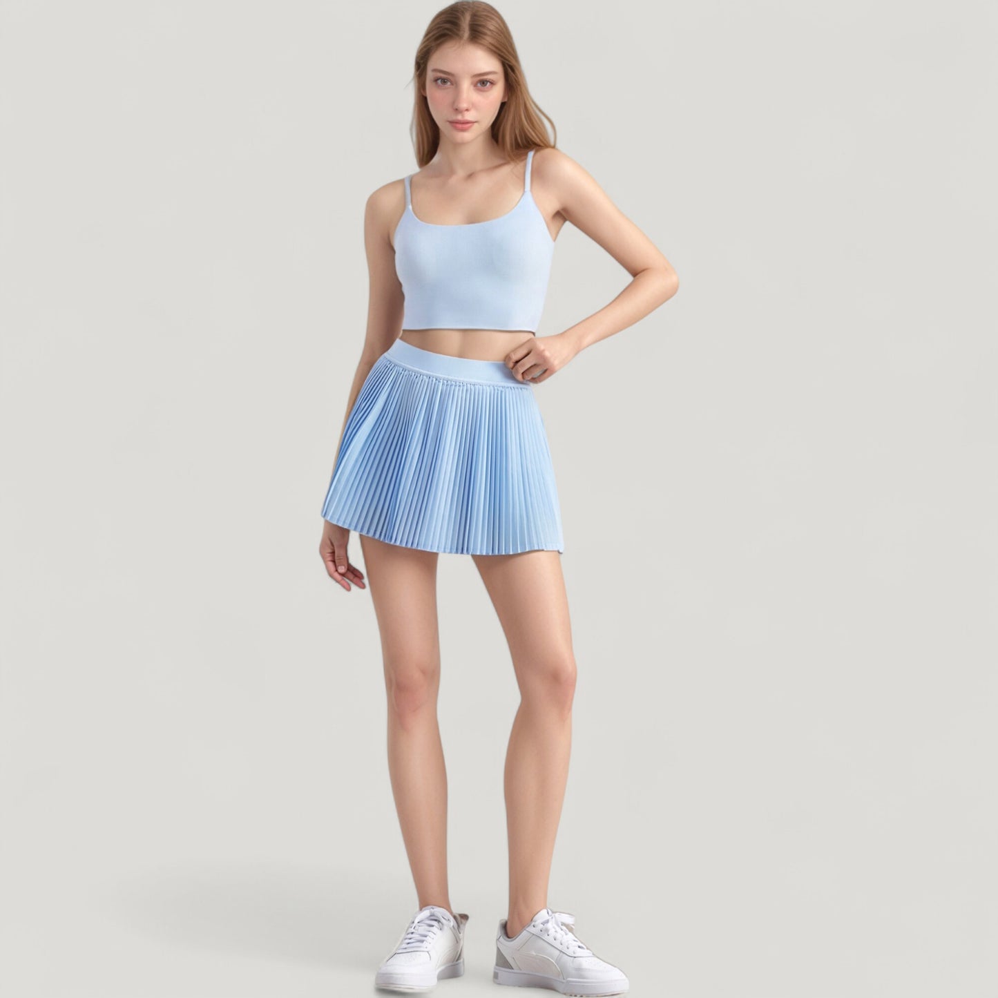 Scoop Neck Spaghetti Strap Sports Bra with Smooth Finish