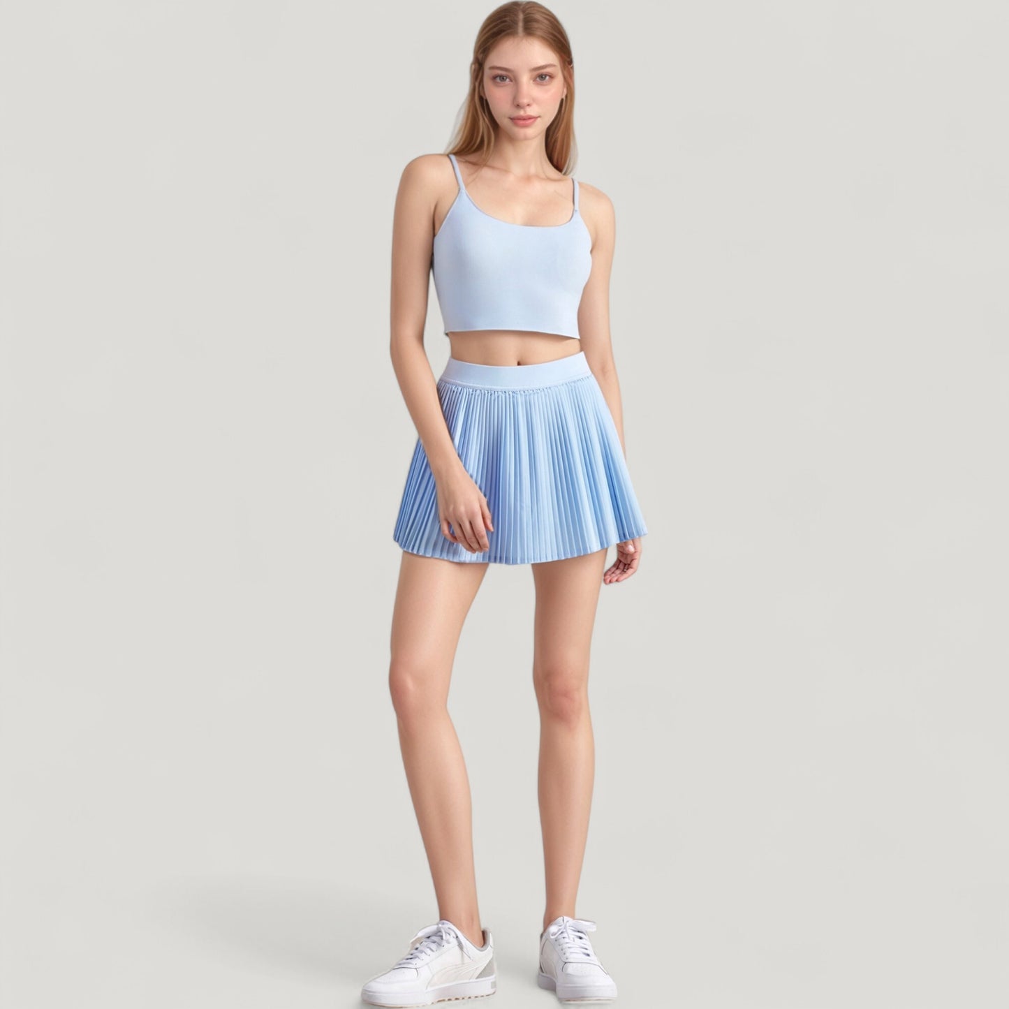 Scoop Neck Spaghetti Strap Sports Bra with Smooth Finish