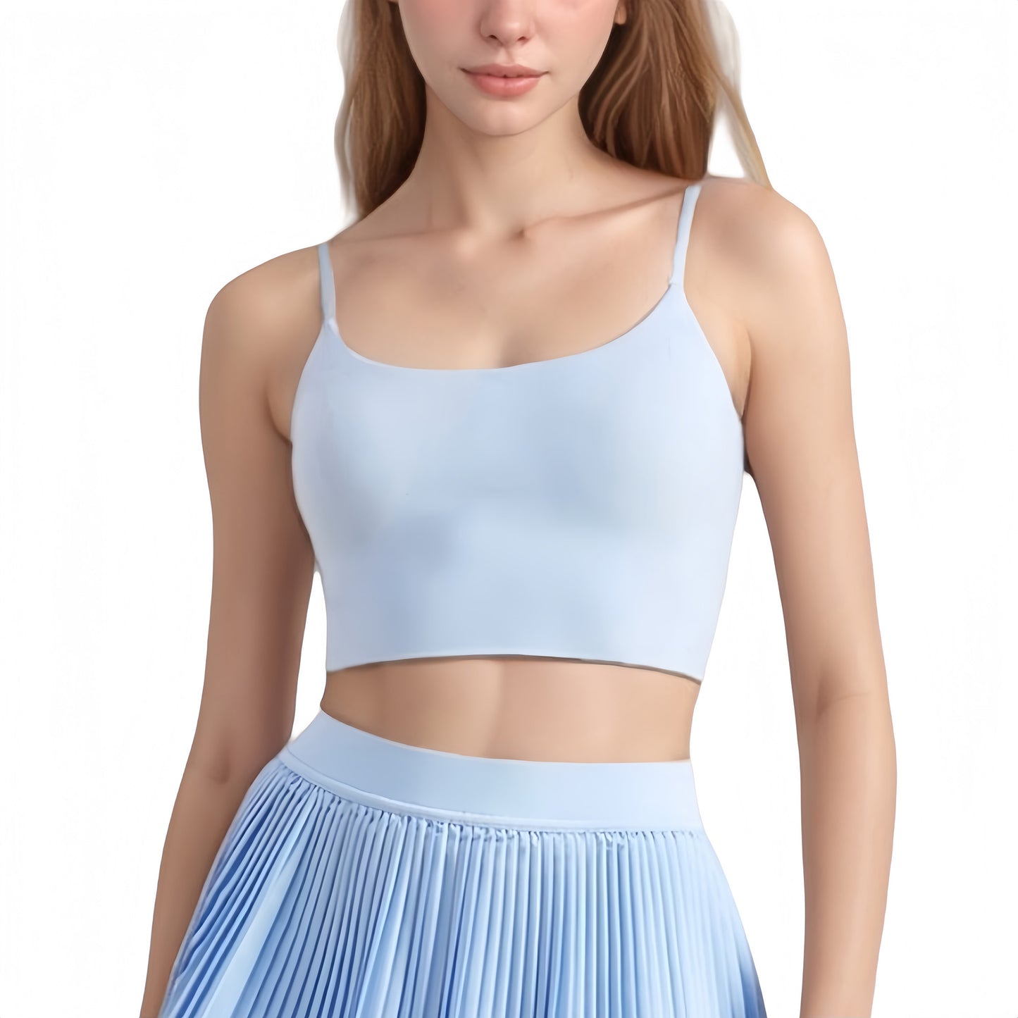 Scoop Neck Spaghetti Strap Sports Bra with Smooth Finish