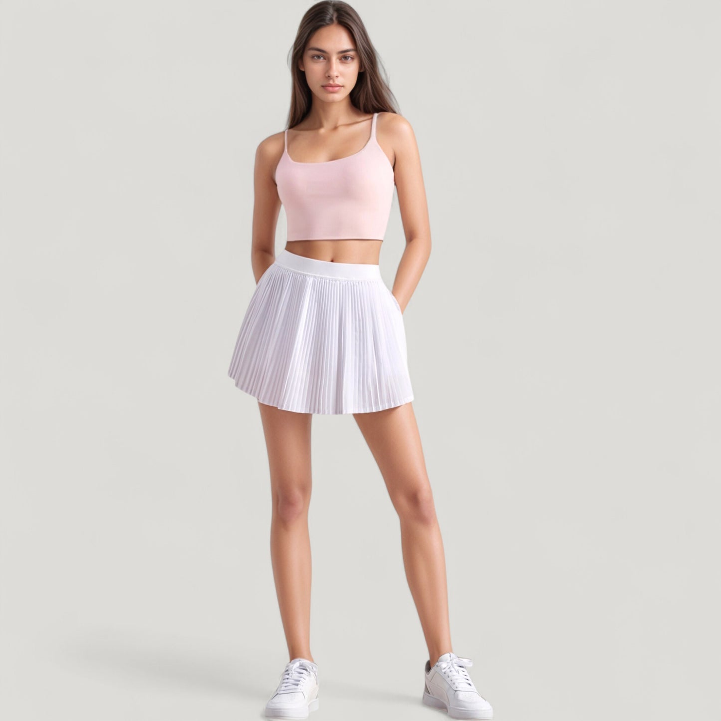 Scoop Neck Spaghetti Strap Sports Bra with Smooth Finish