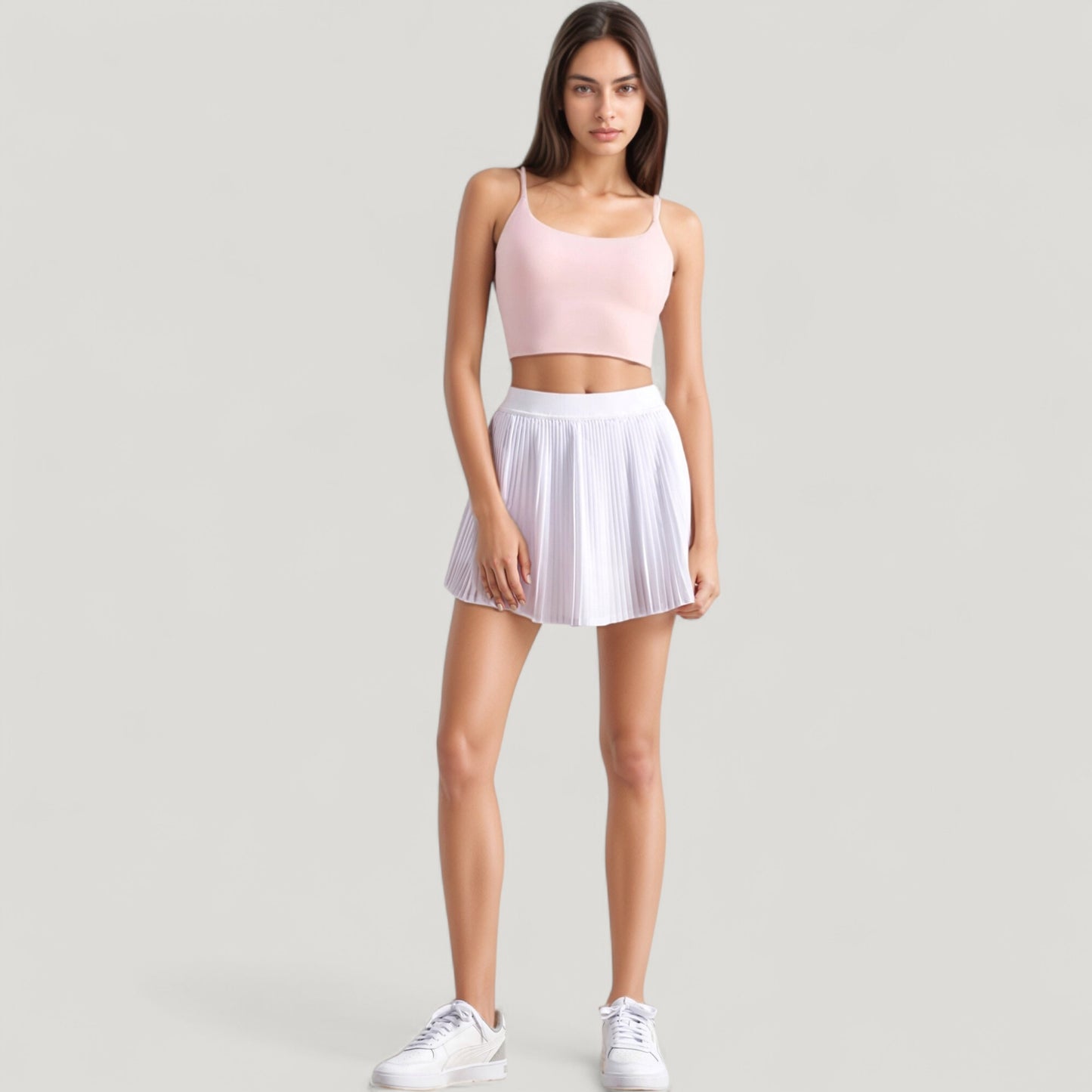Scoop Neck Spaghetti Strap Sports Bra with Smooth Finish