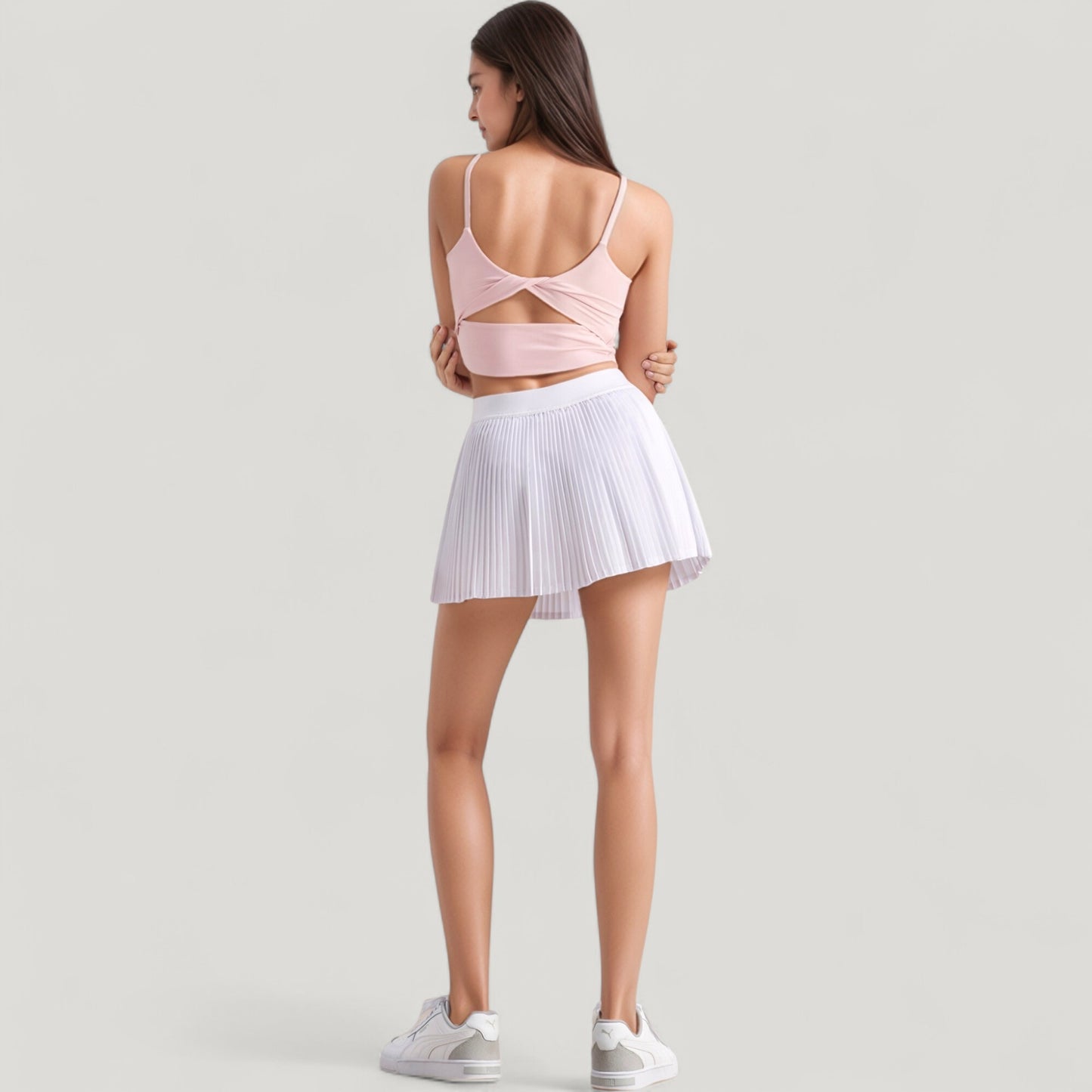 Scoop Neck Spaghetti Strap Sports Bra with Smooth Finish