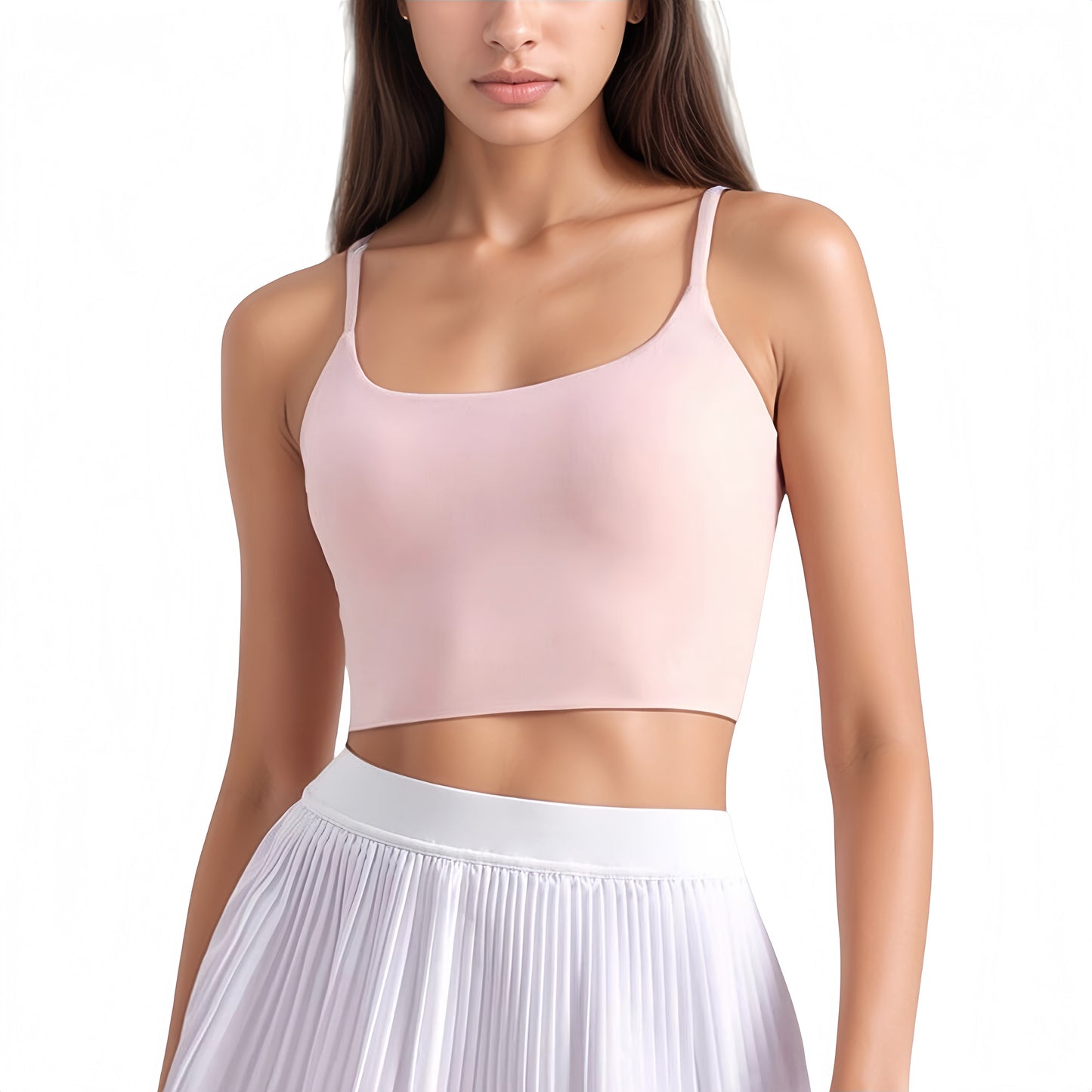 Scoop Neck Spaghetti Strap Sports Bra with Smooth Finish