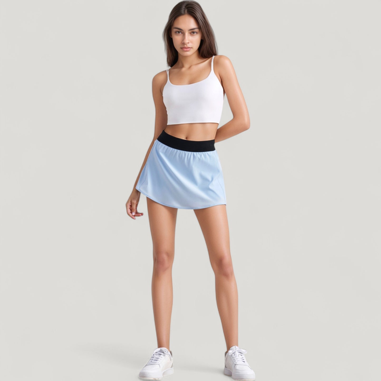 Scoop Neck Spaghetti Strap Sports Bra with Smooth Finish