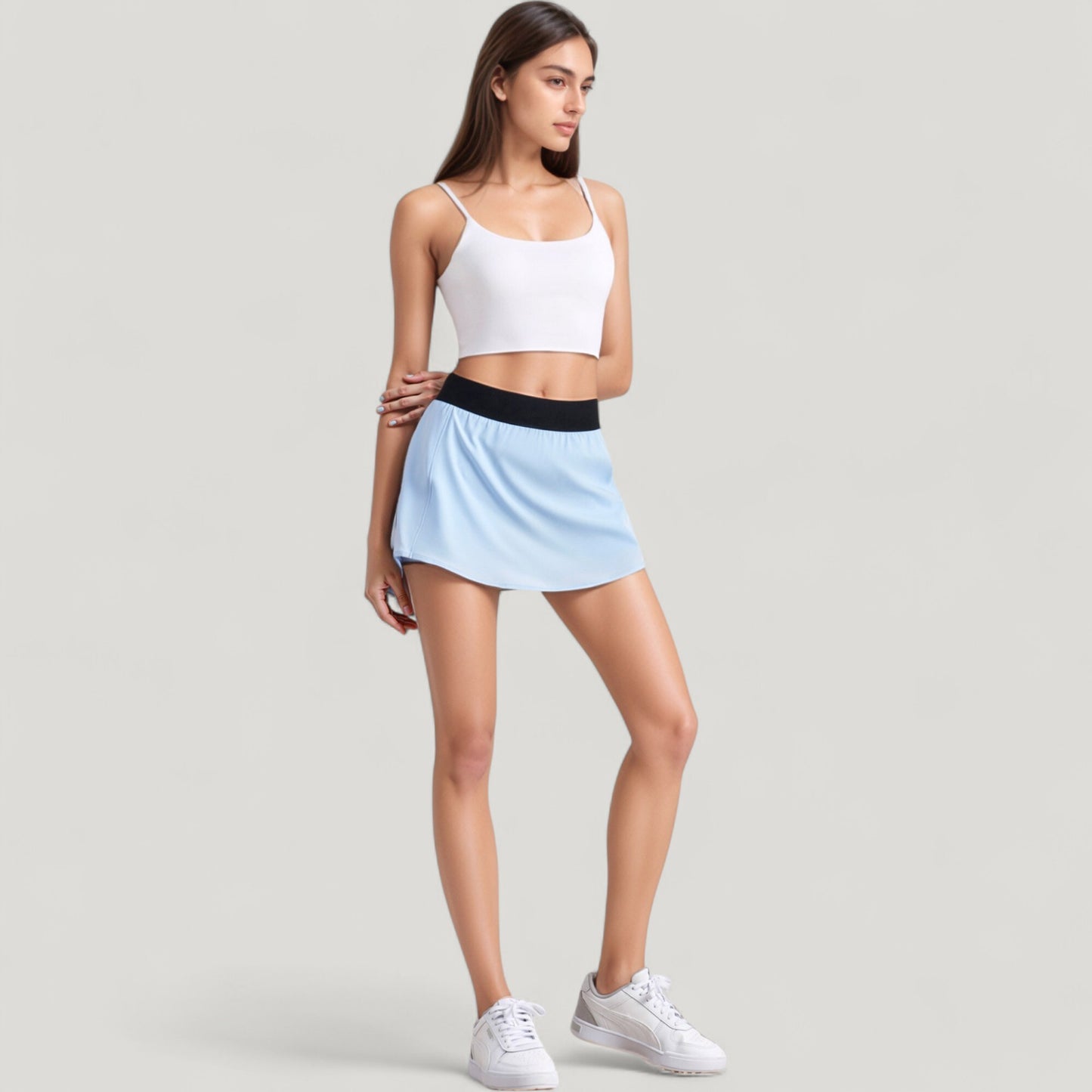 Scoop Neck Spaghetti Strap Sports Bra with Smooth Finish