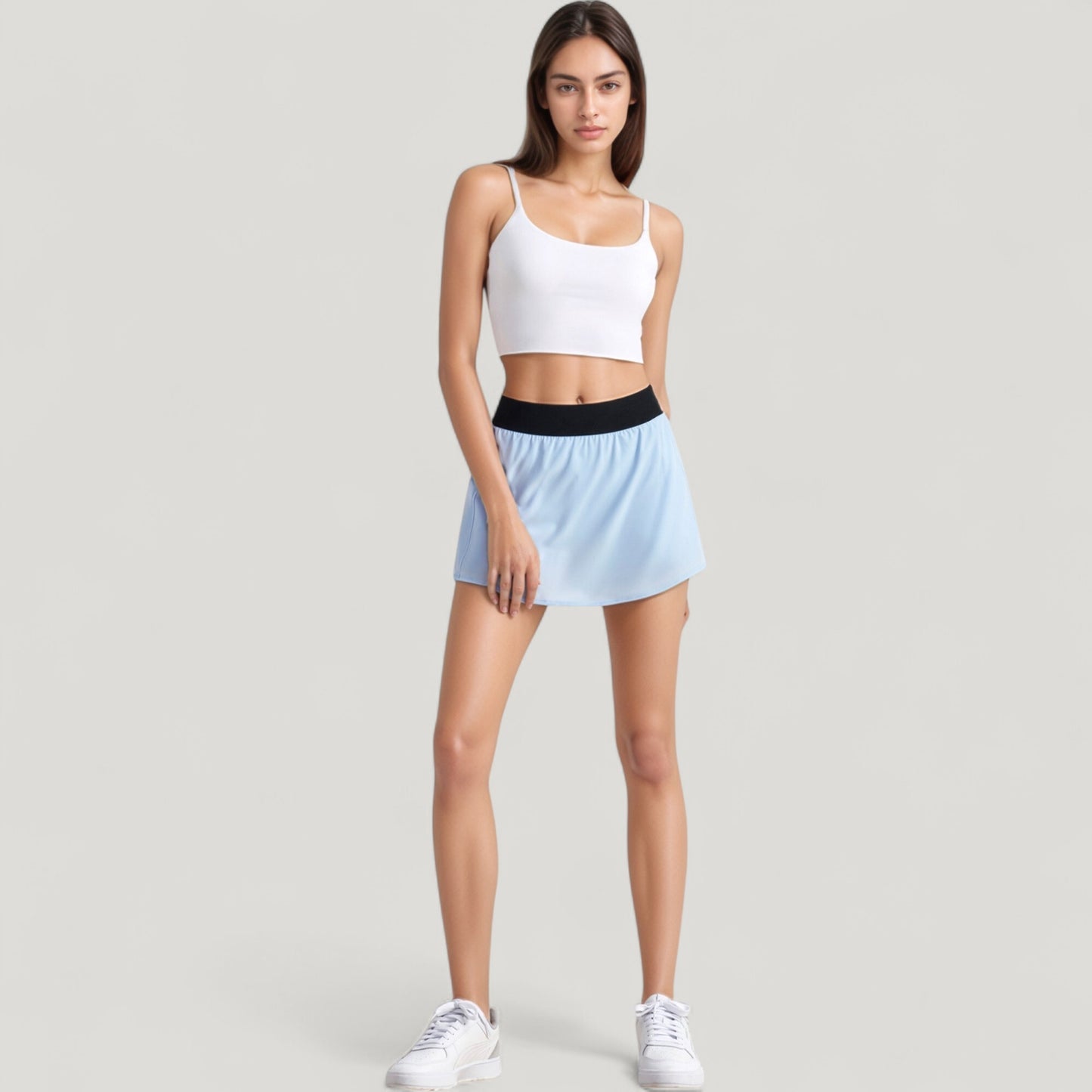 Scoop Neck Spaghetti Strap Sports Bra with Smooth Finish