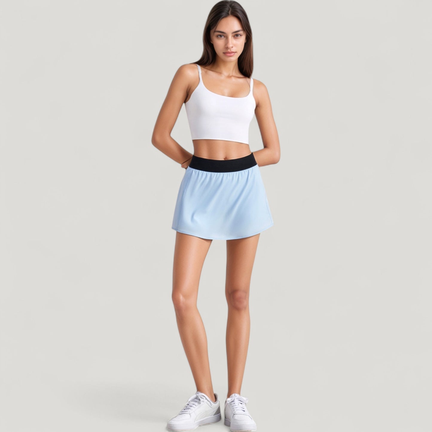 Scoop Neck Spaghetti Strap Sports Bra with Smooth Finish