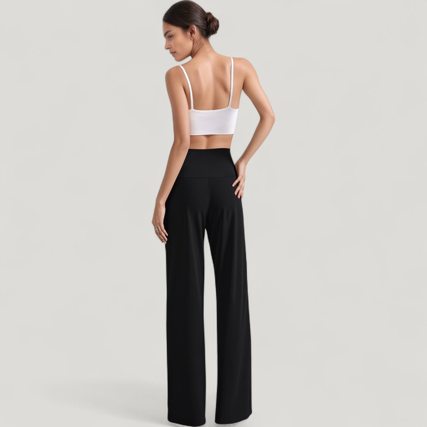 High Waist Wide Leg Pants with Front Pleat Detail