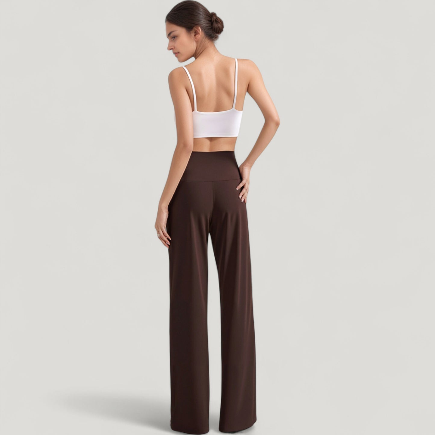 High Waist Wide Leg Pants with Front Pleat Detail