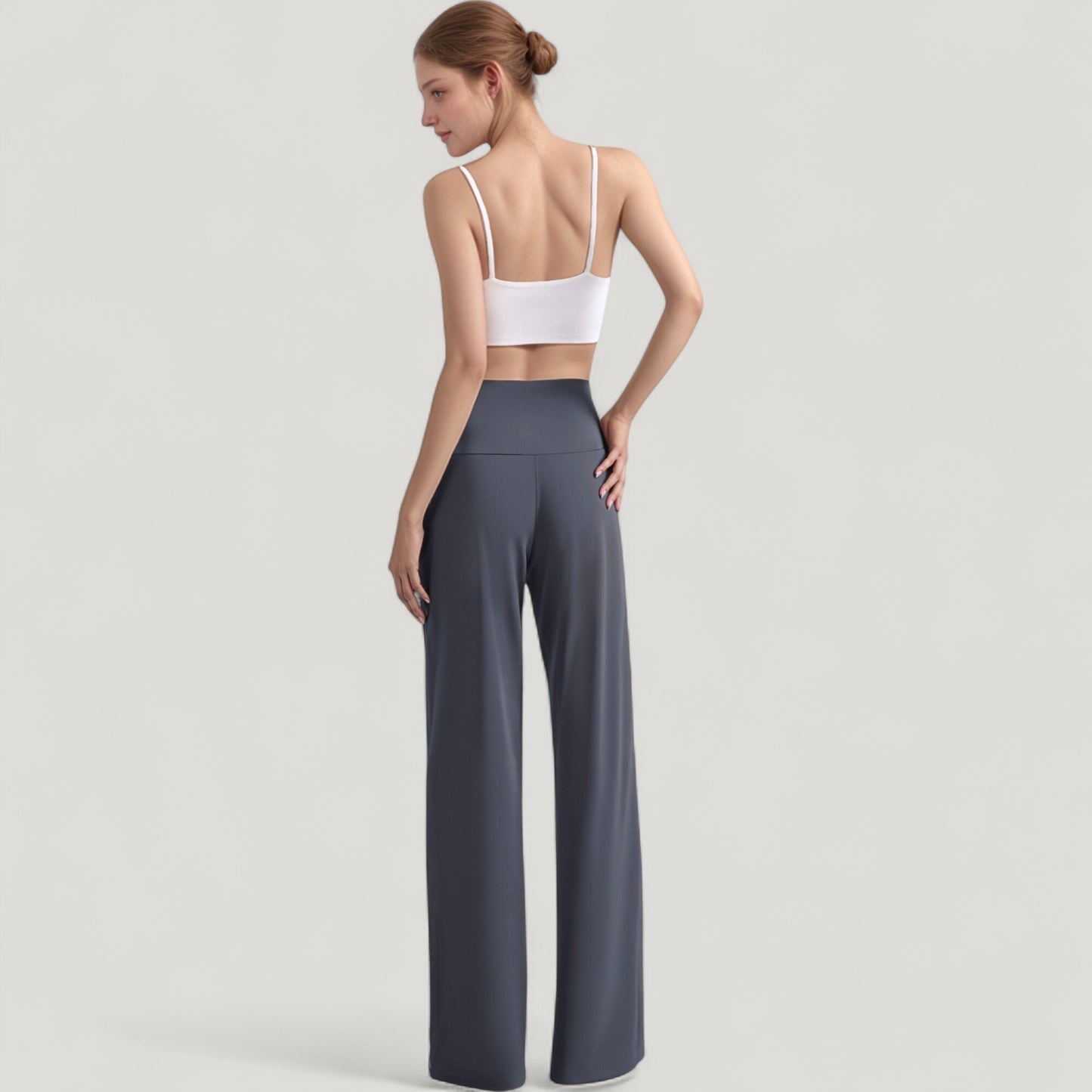 High Waist Wide Leg Pants with Front Pleat Detail