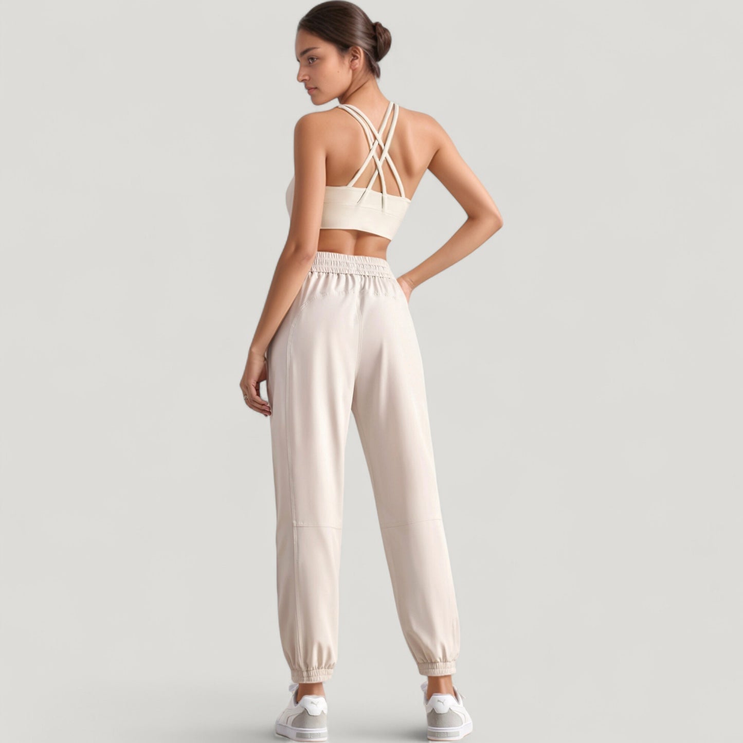 High Waist Jogger Pants with Elastic Cuffs and Side Pockets