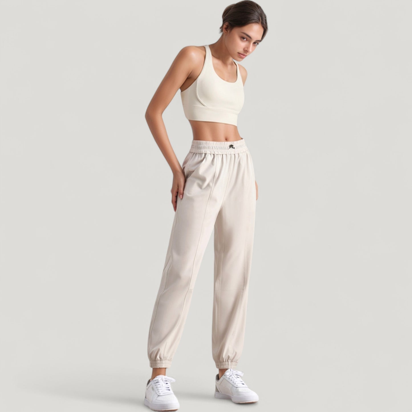 High Waist Jogger Pants with Elastic Cuffs and Side Pockets