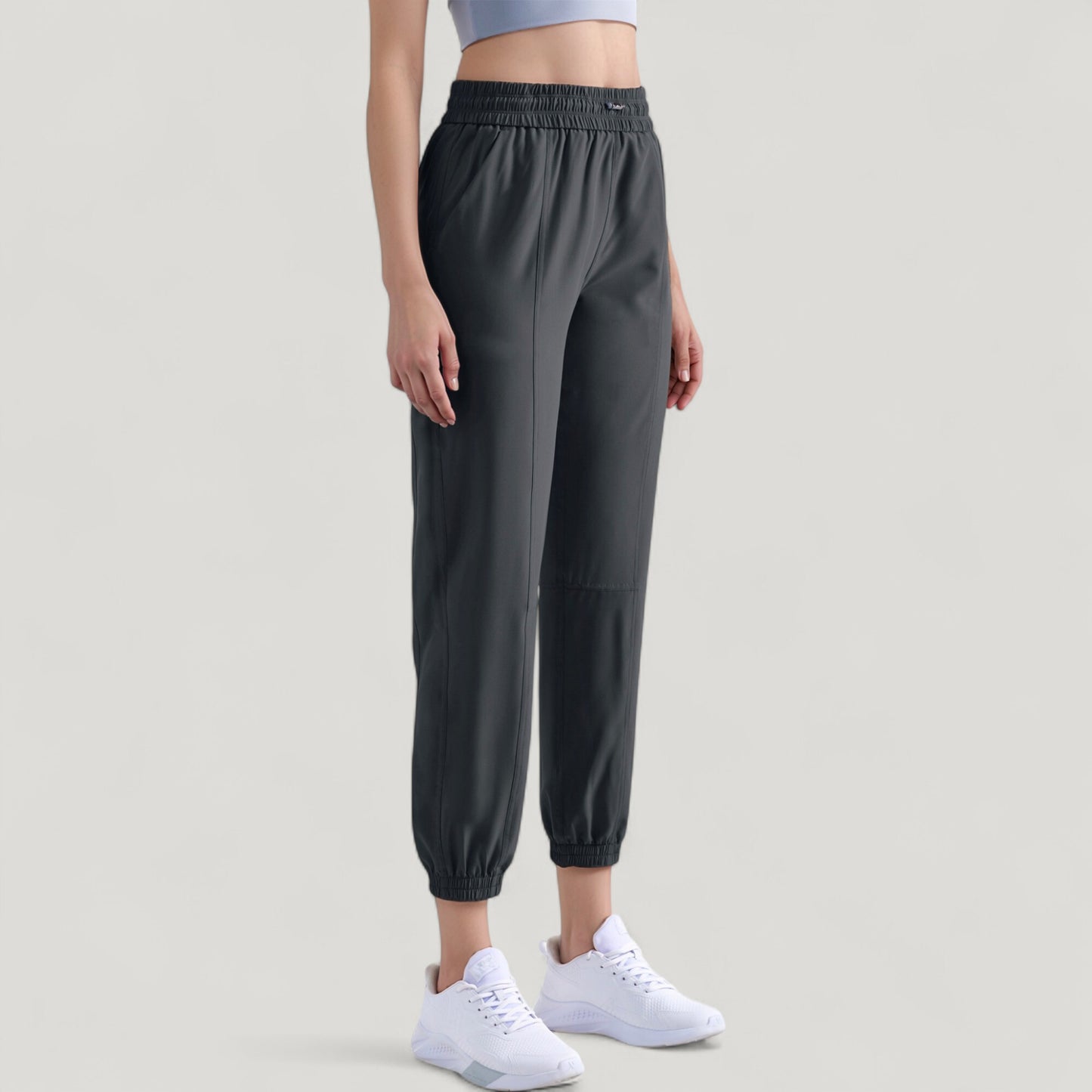 High Waist Jogger Pants with Elastic Cuffs and Side Pockets