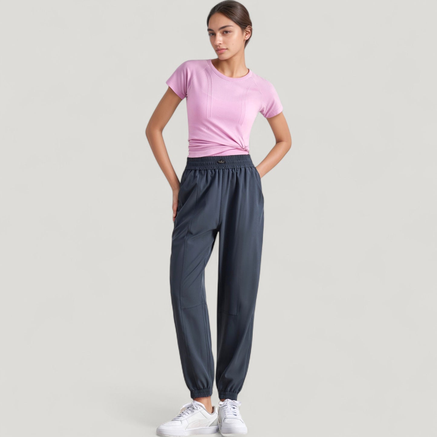 High Waist Jogger Pants with Elastic Cuffs and Side Pockets