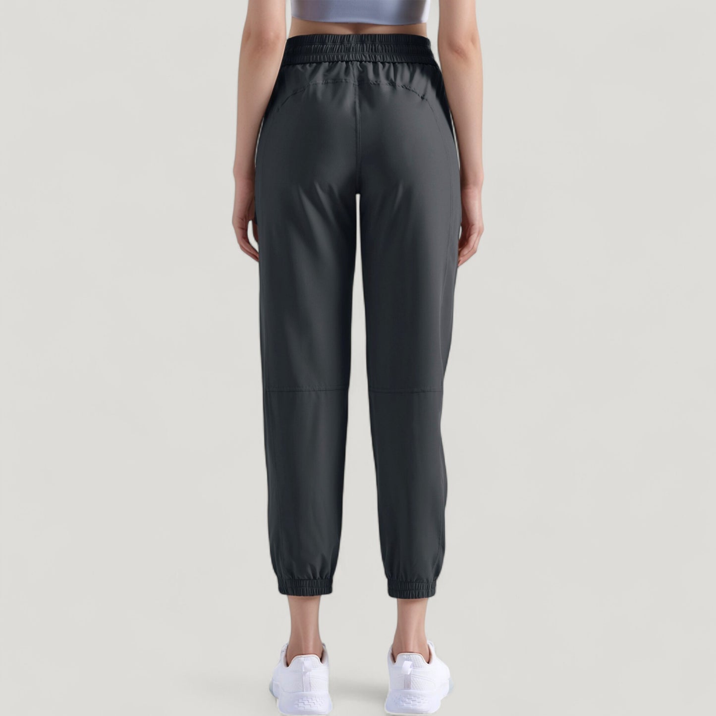 High Waist Jogger Pants with Elastic Cuffs and Side Pockets