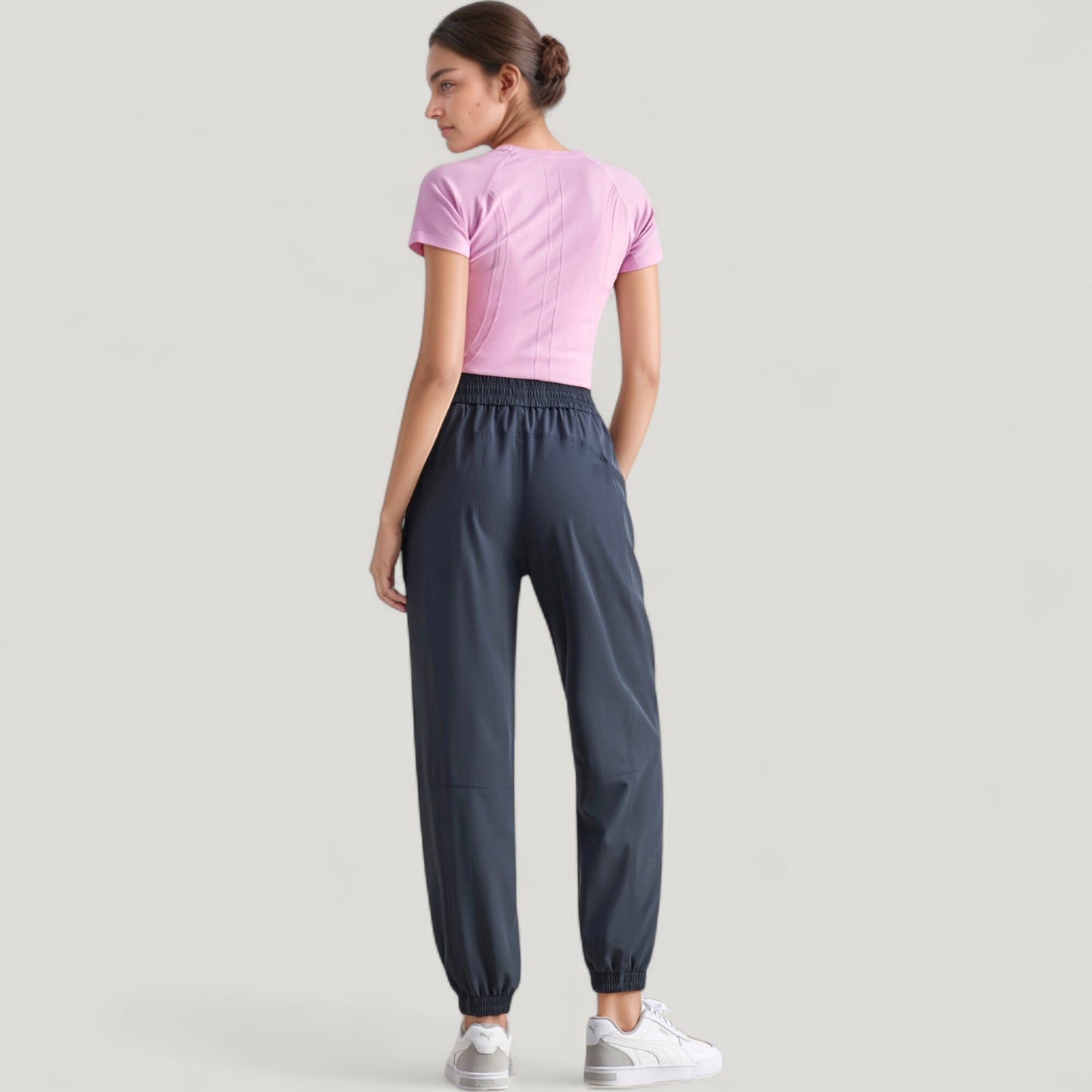 High Waist Jogger Pants with Elastic Cuffs and Side Pockets