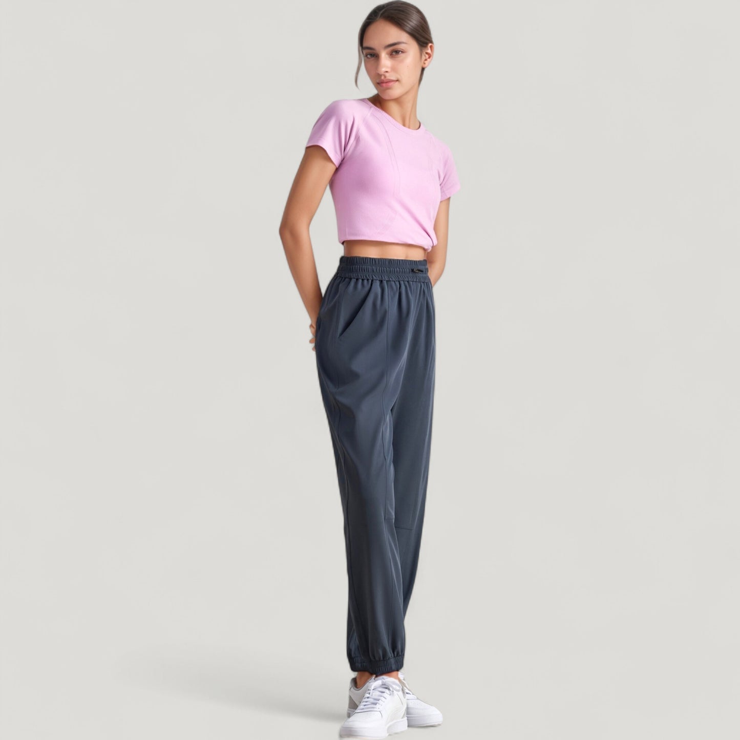 High Waist Jogger Pants with Elastic Cuffs and Side Pockets