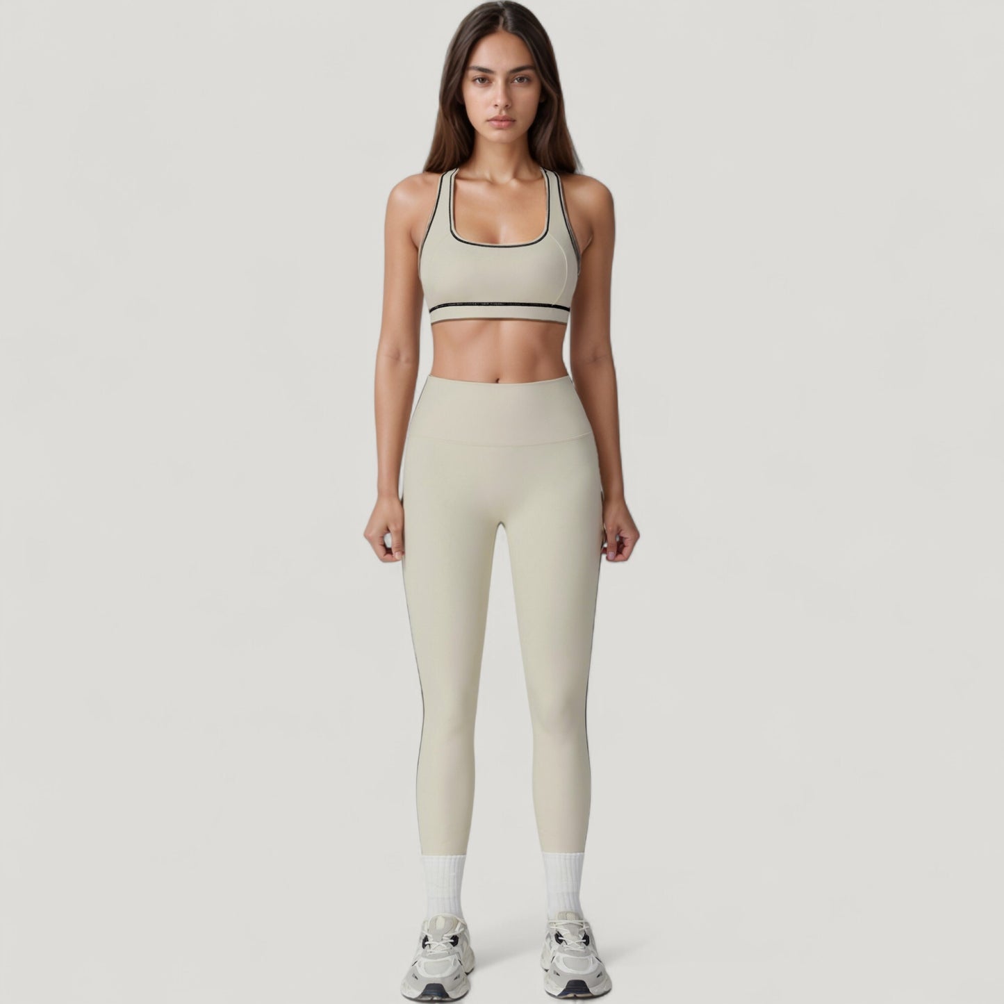 High Waist Contoured Seam Activewear Leggings with Stretch Fit and Full Length