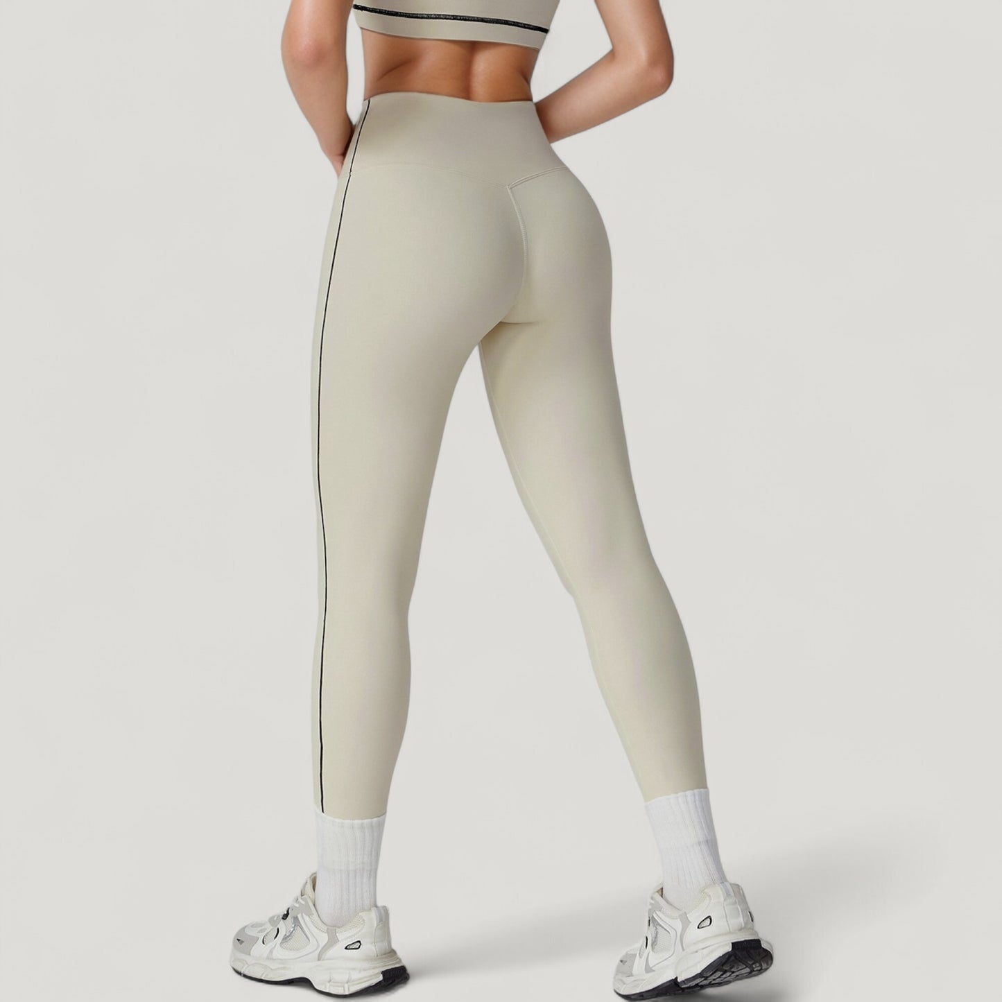 High Waist Contoured Seam Activewear Leggings with Stretch Fit and Full Length