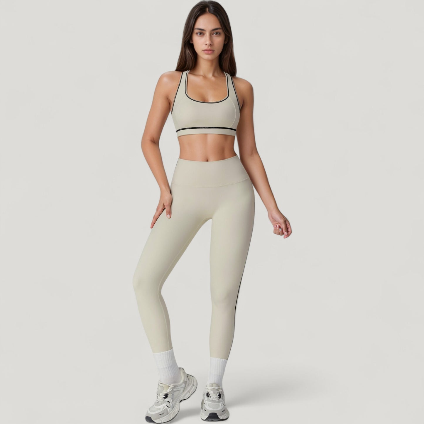 High Waist Contoured Seam Activewear Leggings with Stretch Fit and Full Length